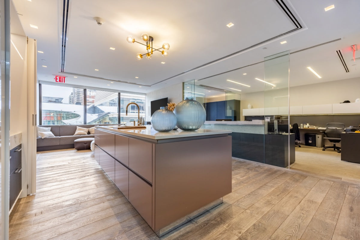 SieMatic S2 Modern Rose Gold Handleless Island with Lotus White Hideaway Pantry | photo 18