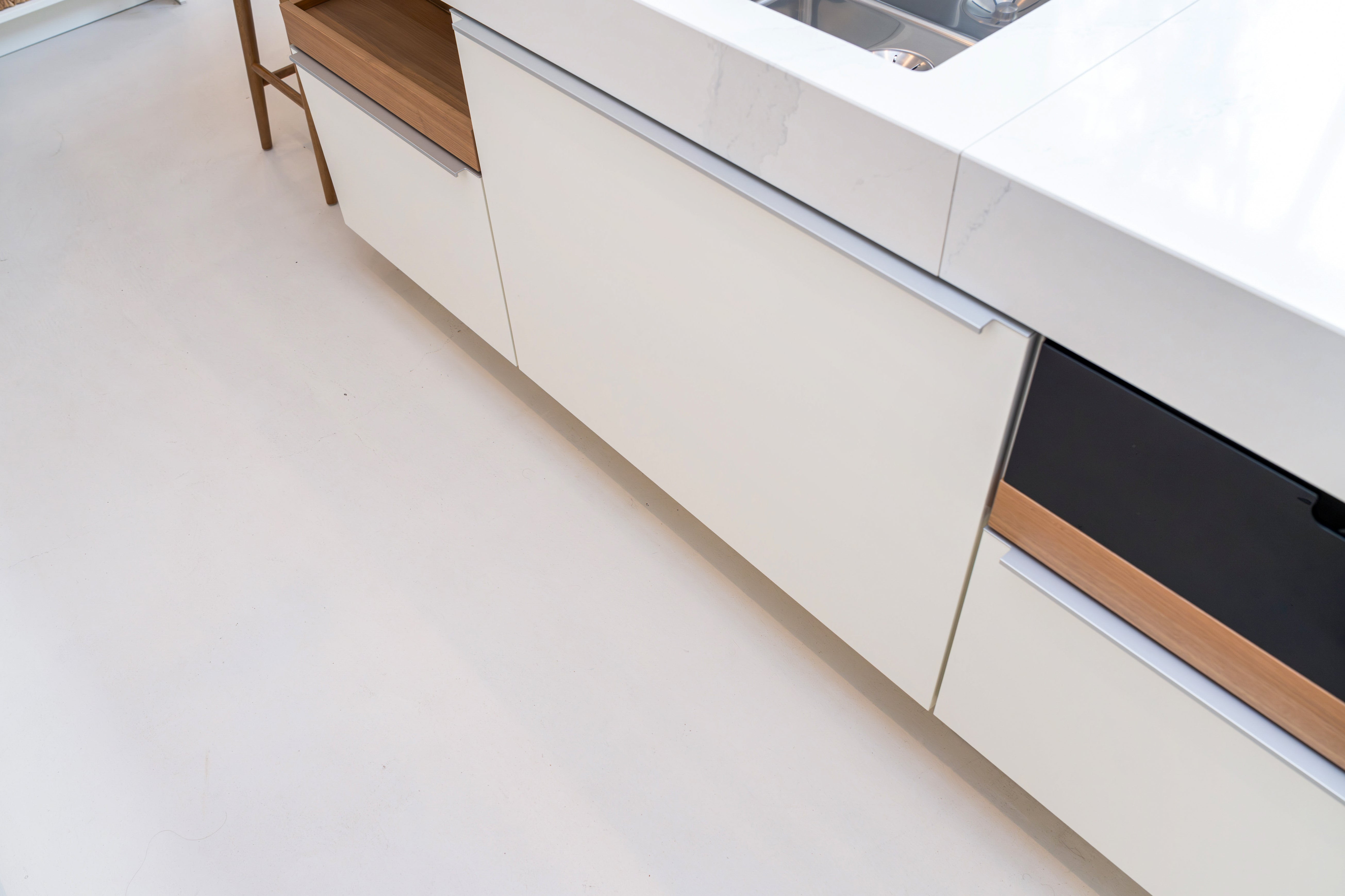 Poggenpohl +Modo High-Gloss Blossom White Kitchen Island