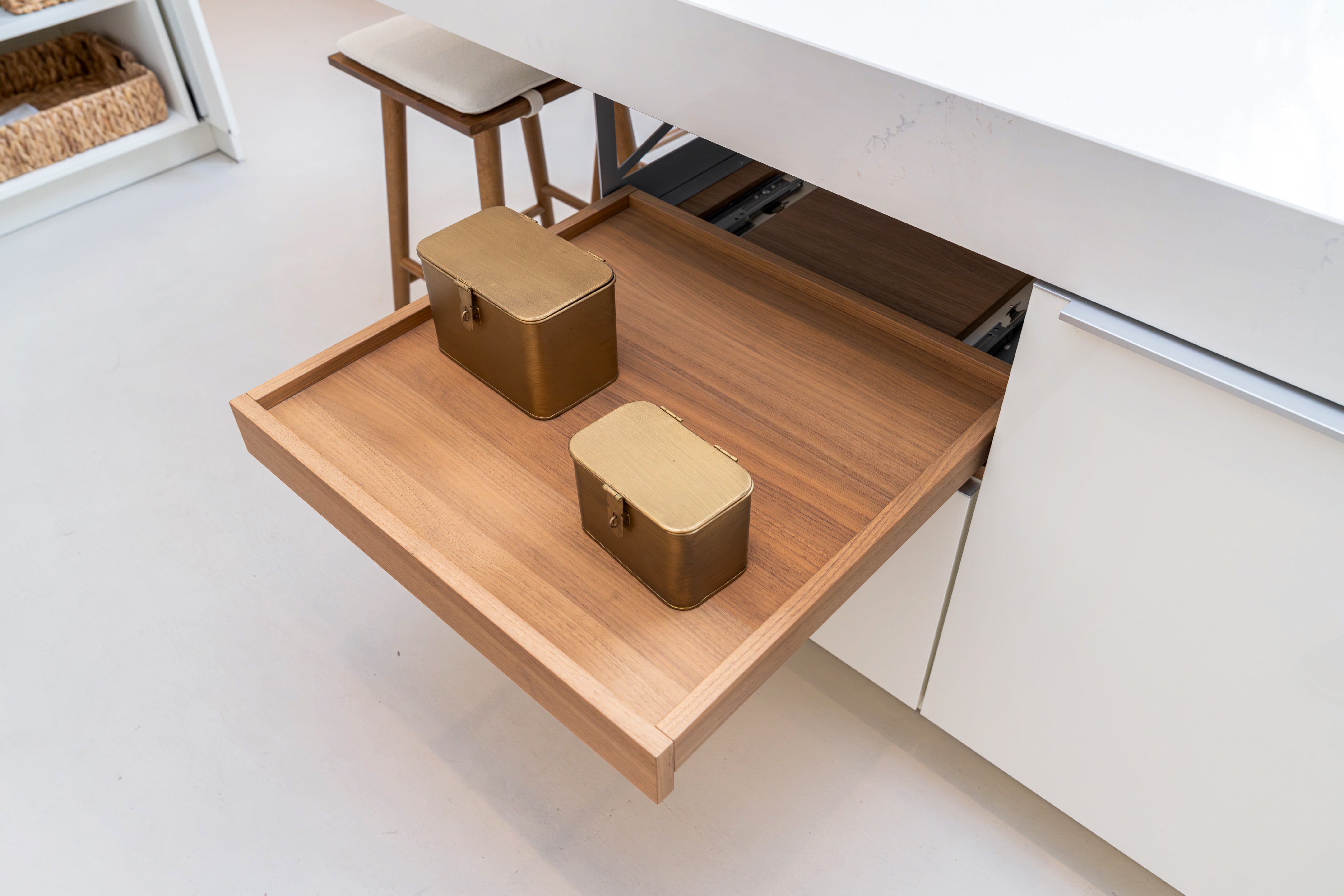 Poggenpohl +Modo High-Gloss Blossom White Kitchen Island