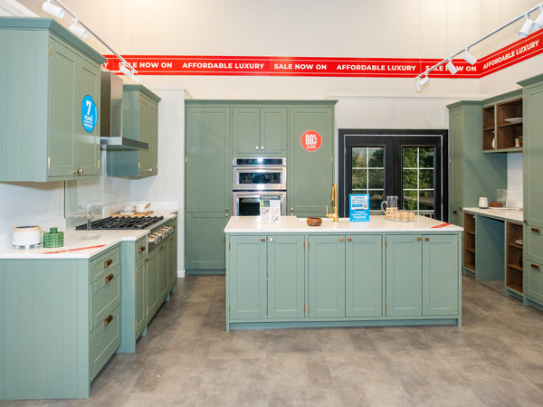 Wren Shaker Sage Green Matte Kitchen with Island