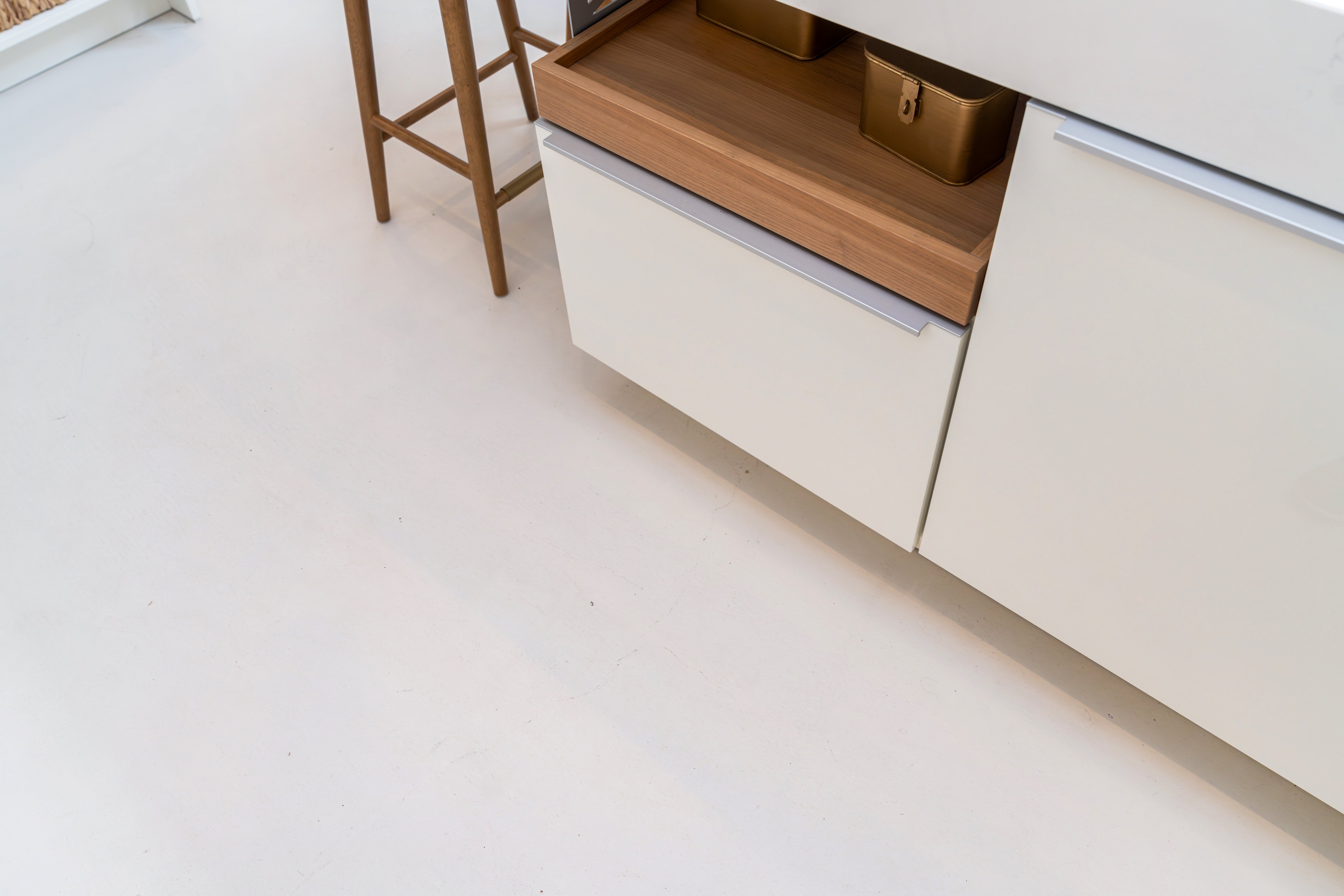 Poggenpohl +Modo High-Gloss Blossom White Kitchen Island