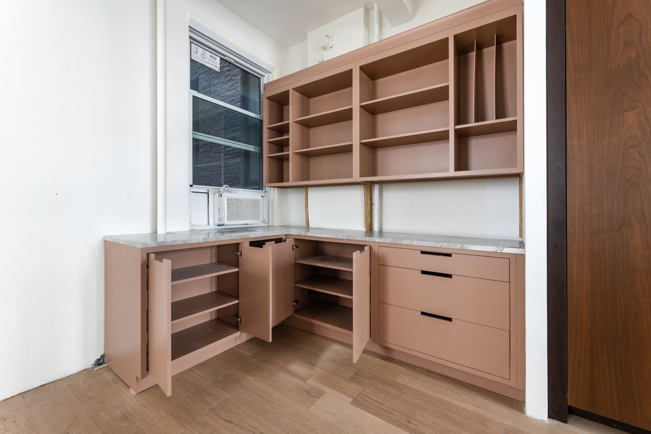 Plato Designer Custom Painted Pantry with Sensa Vancouver Quartzite