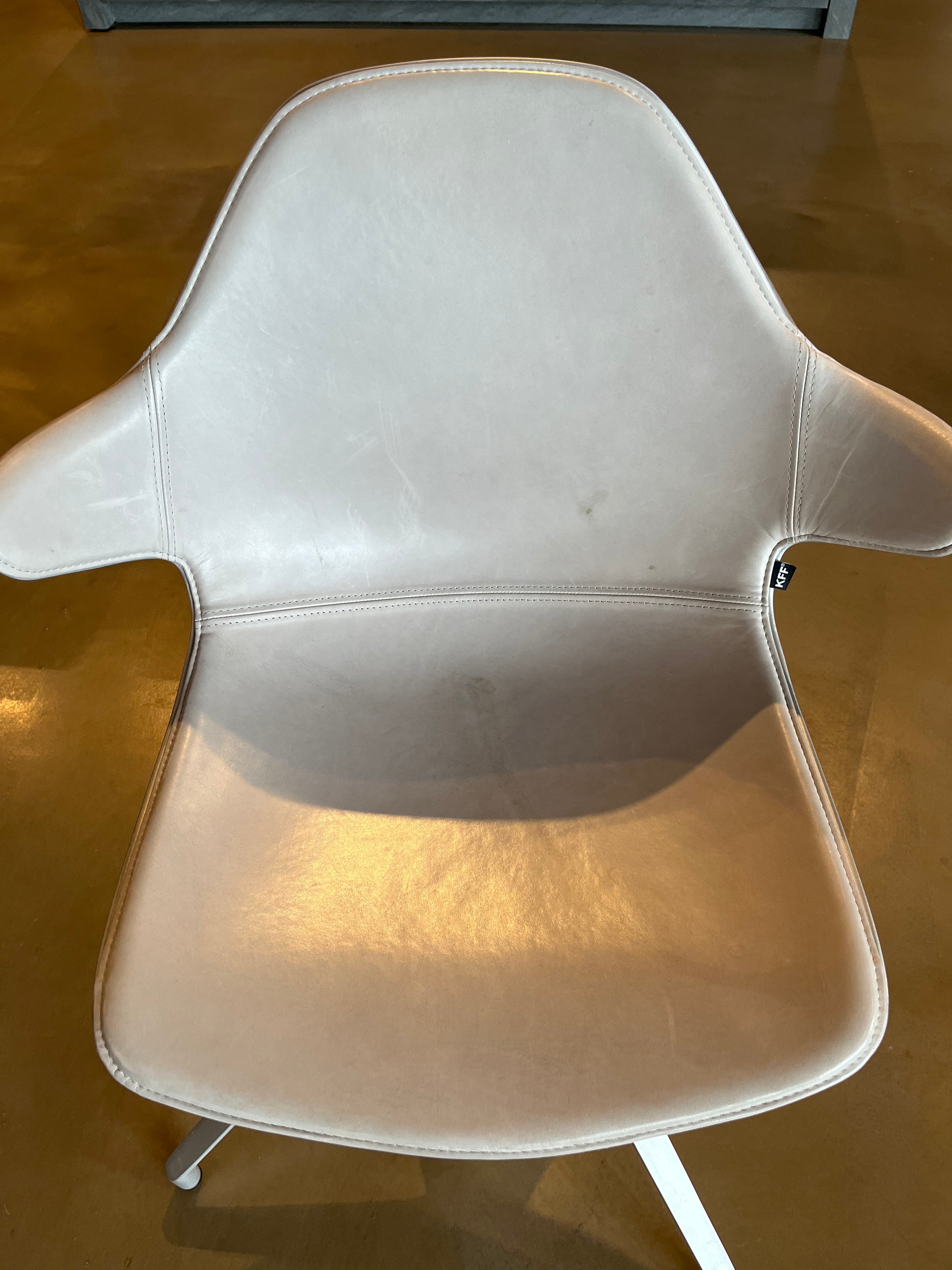 eggersmann KFF Kirk Swivel Amrchairs with Aluminum Seat Shell and Leather Inlay