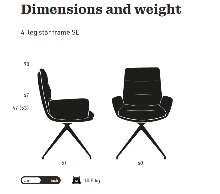 eggersmann KFF Arva Side Chairs with Metal 4-Leg Star Frame SL