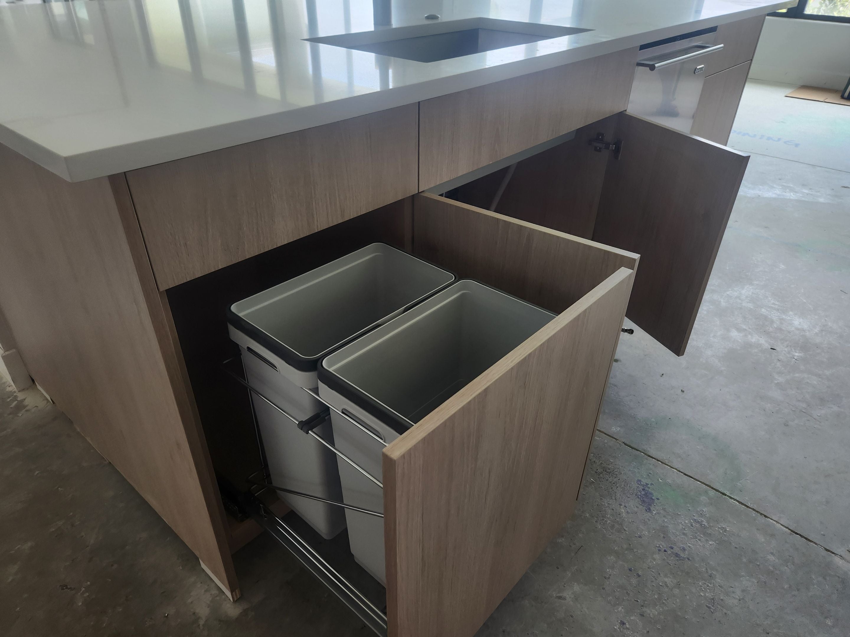 Cabico Sandy Oak Transitional Kitchen with Island & Wolf Appliances