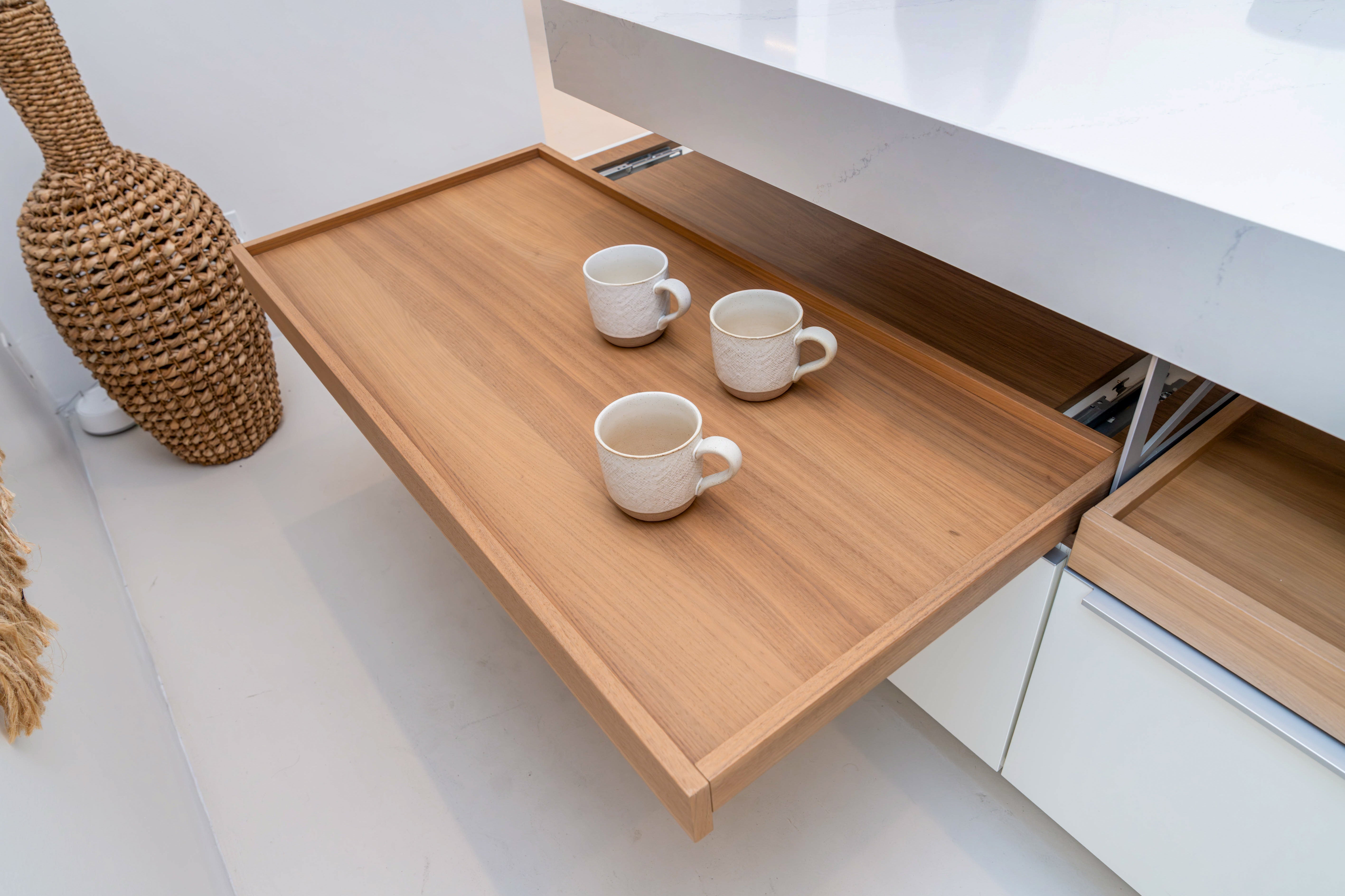 Poggenpohl +Modo High-Gloss Blossom White Kitchen Island