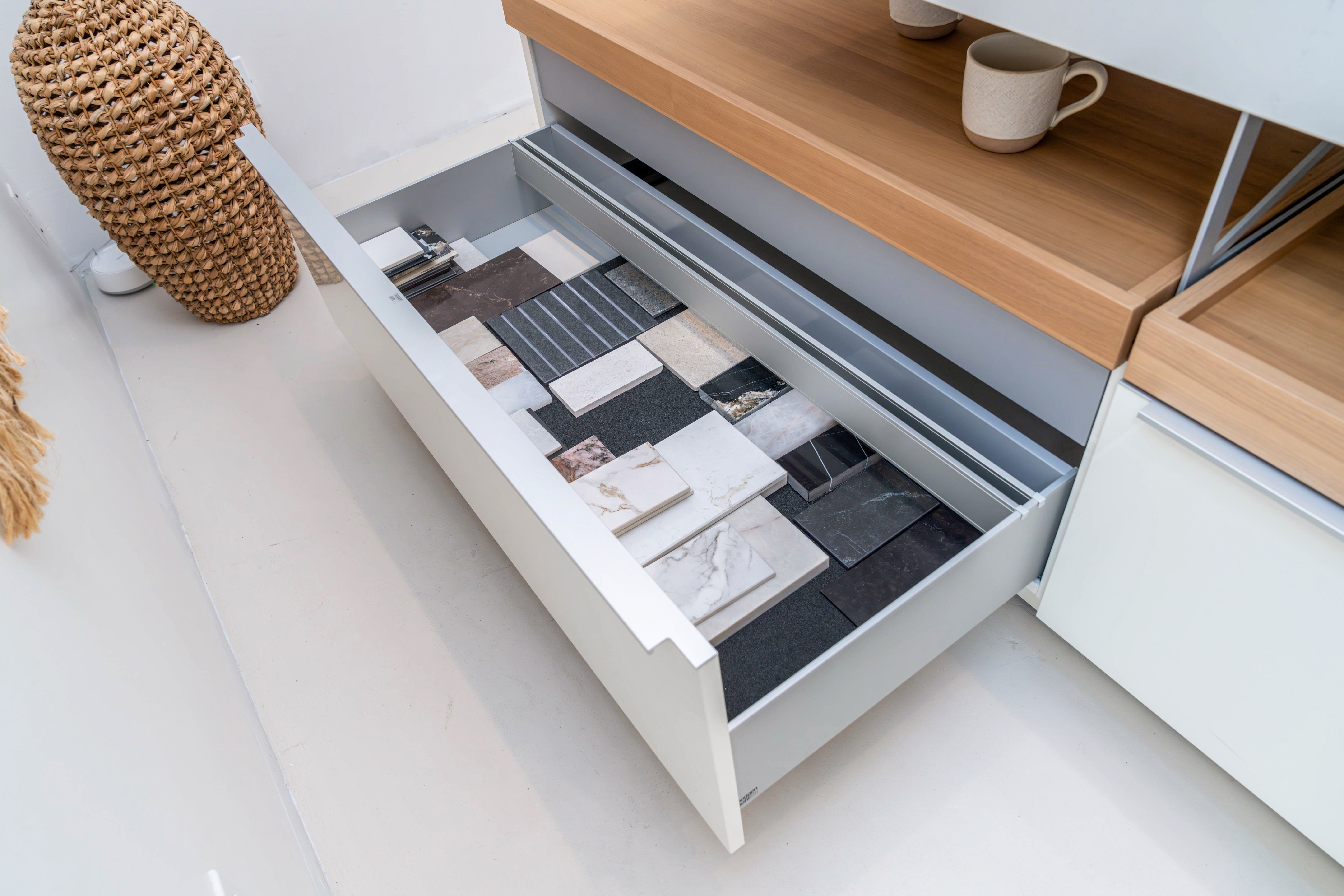 Poggenpohl +Modo High-Gloss Blossom White Kitchen Island