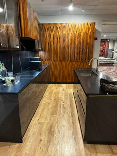 Hans Krug Modern Grey Gloss & Exotic Veneer Kitchen with Island