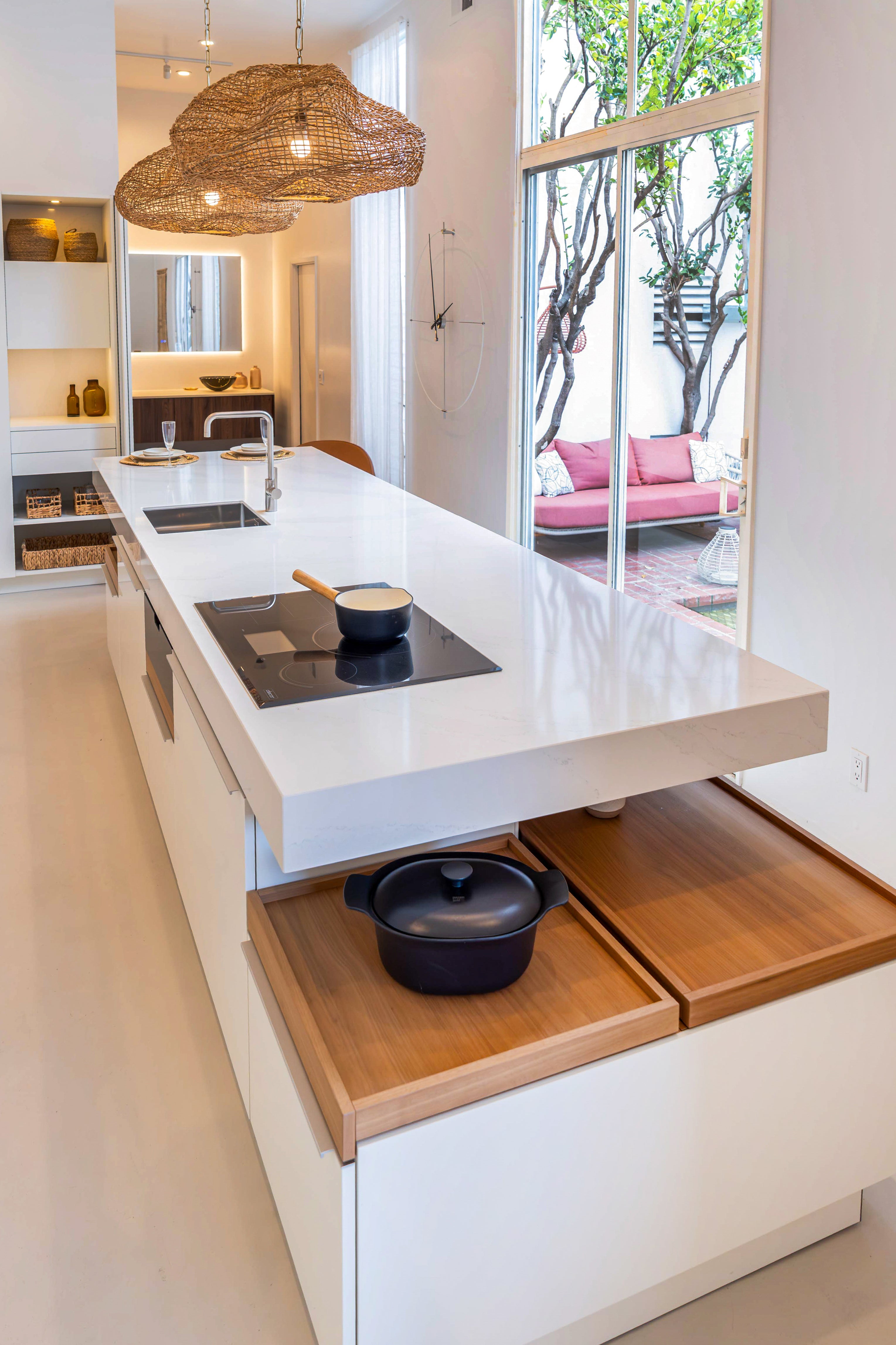 Poggenpohl +Modo High-Gloss Blossom White Kitchen Island