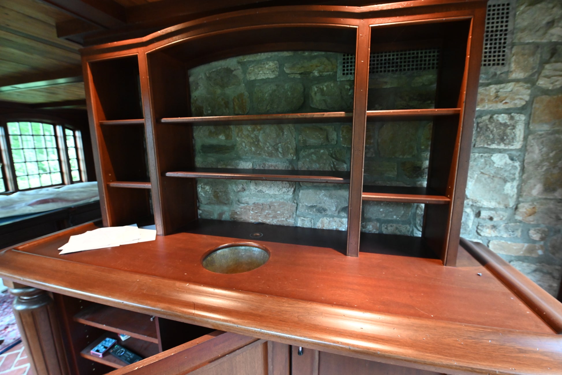 Traditional Wooden Wet Bar with Sink