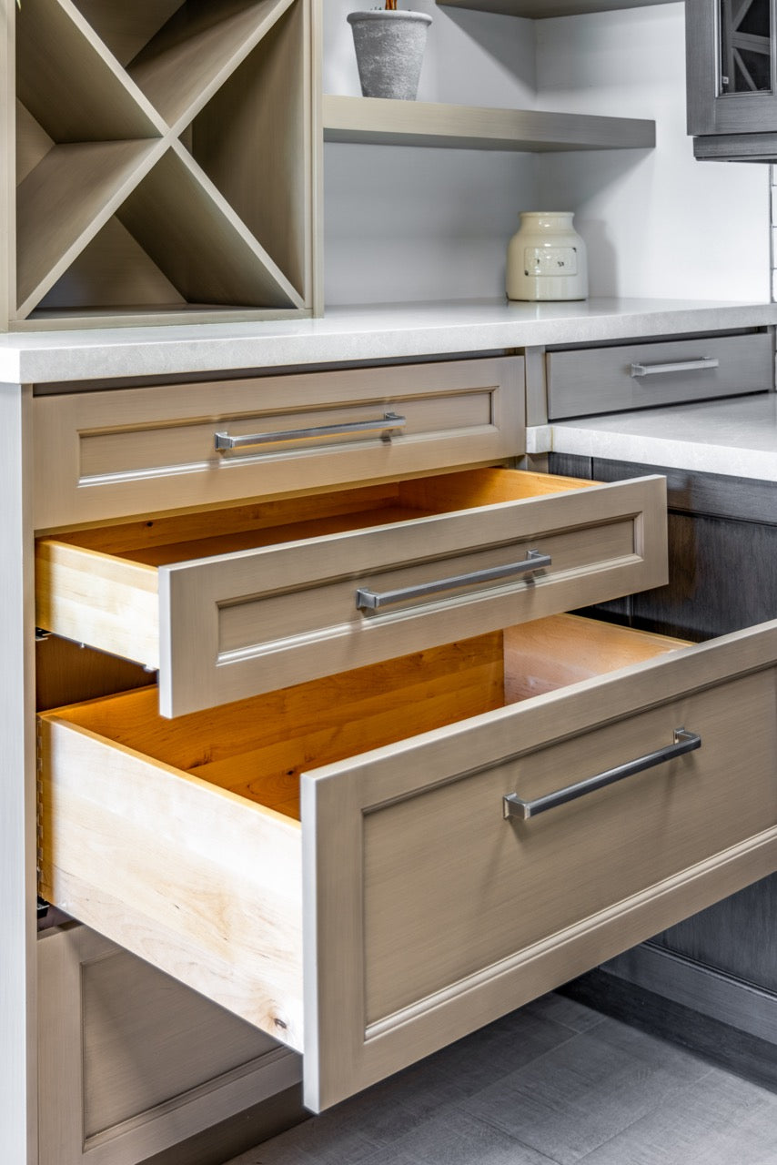 Kitchen Kraft Transitional Maple Kitchen with Monogram Appliances