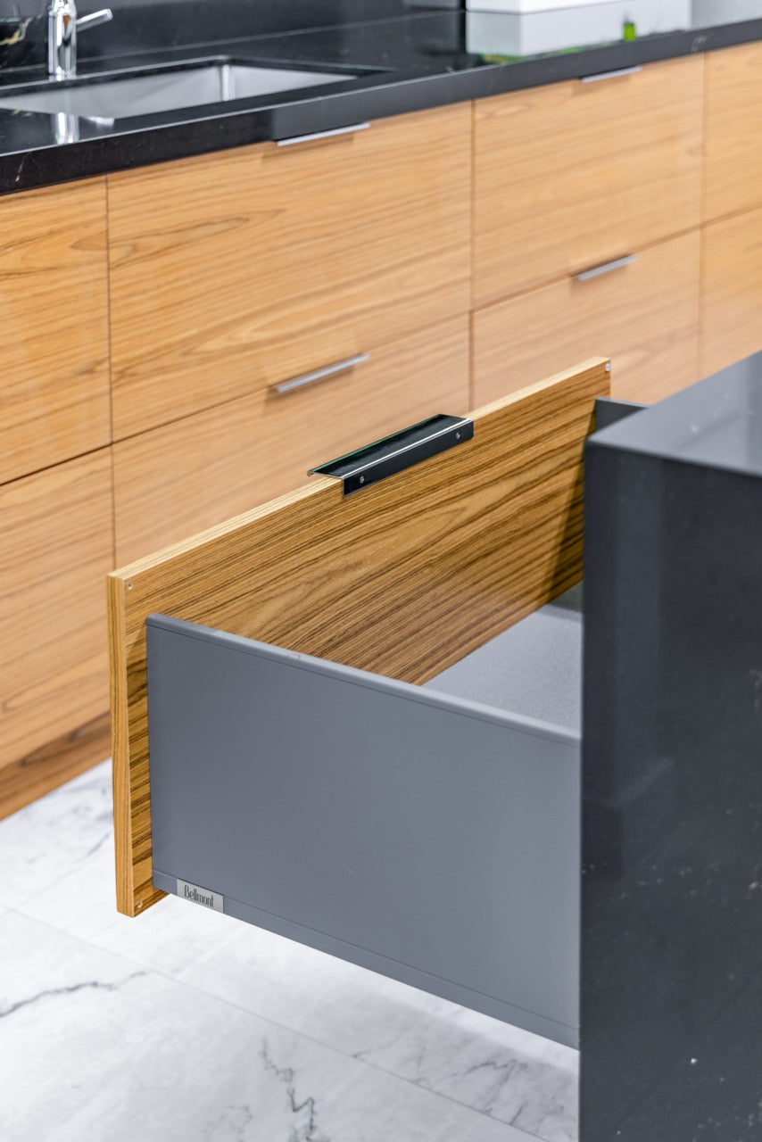 Bellmont Modern Teak Wood Veneer Wet Bar with Island