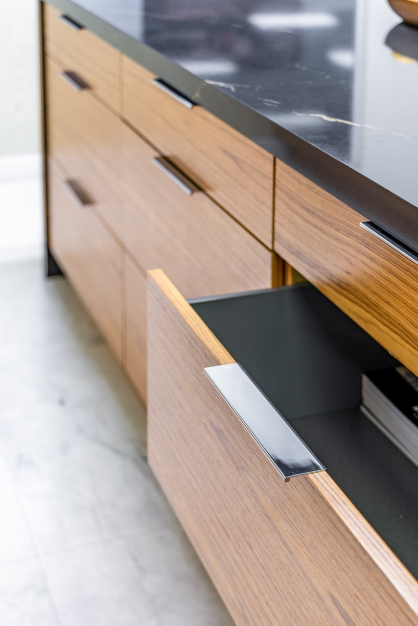Bellmont Modern Teak Wood Veneer Wet Bar with Island
