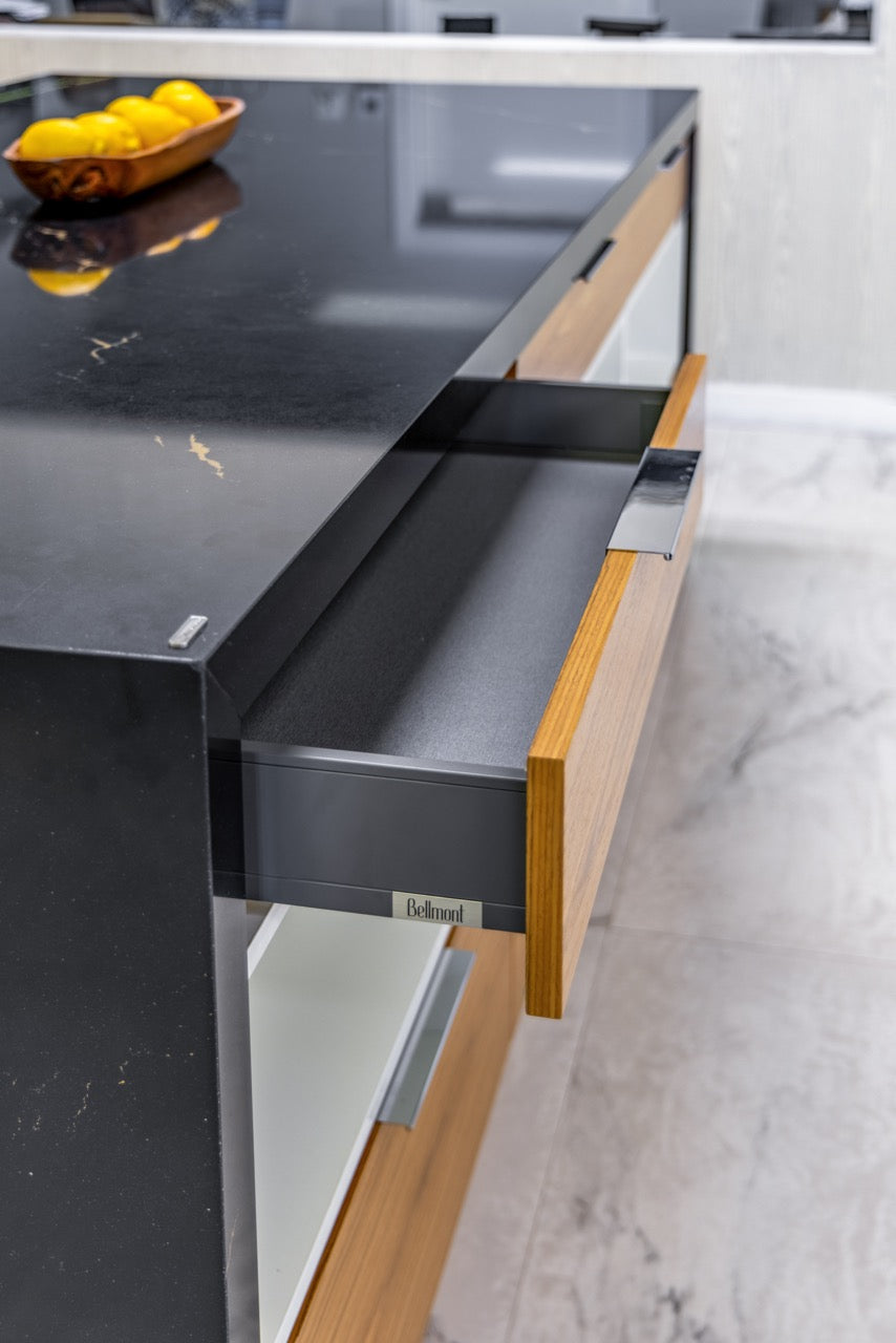 Bellmont Modern Teak Wood Veneer Wet Bar with Island