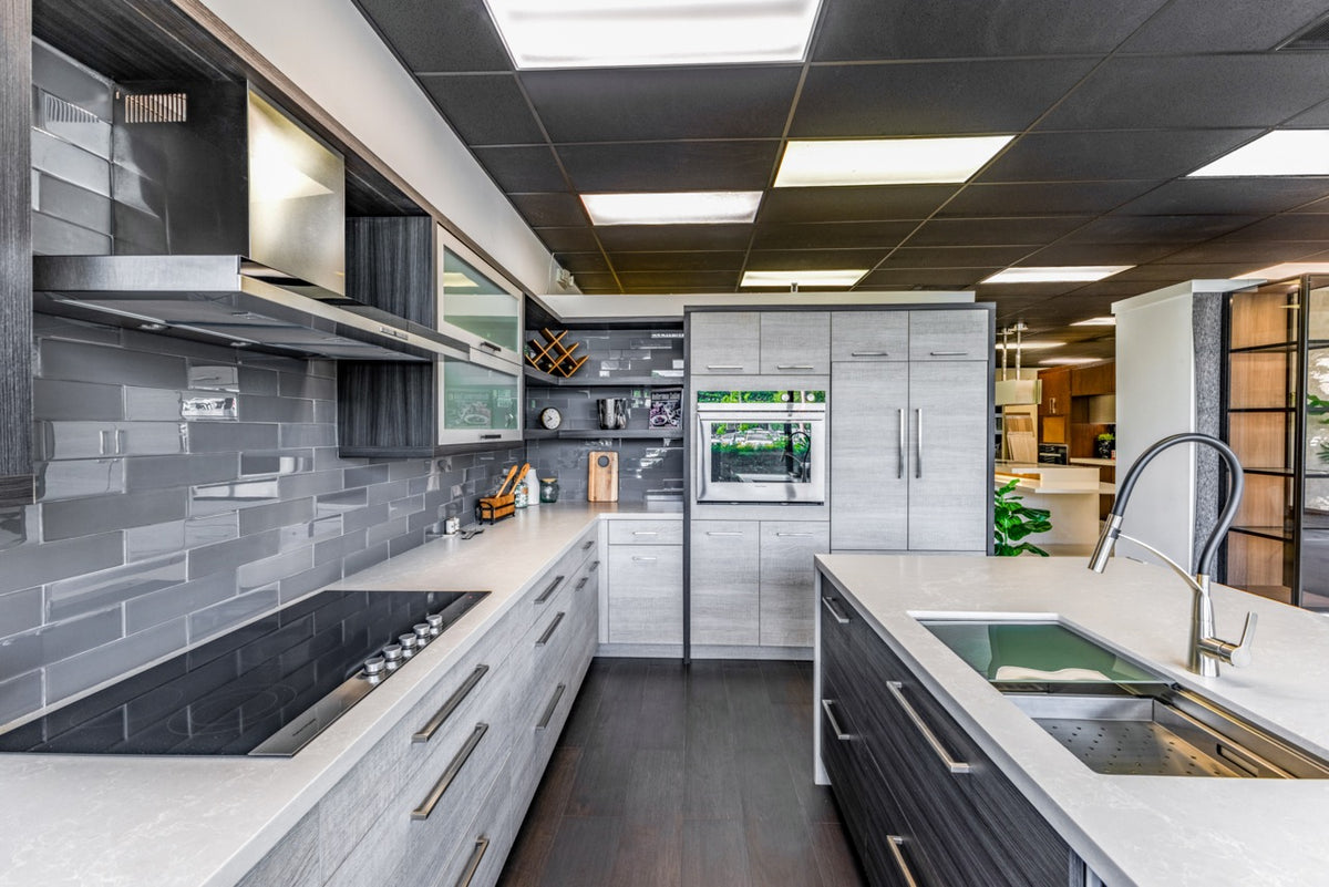 Bellmont Modern Wood Veneer Kitchen with Island & Appliances