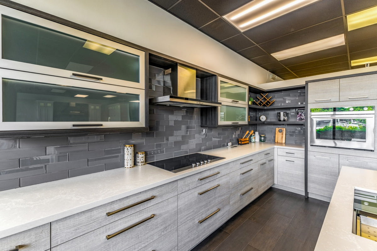 Bellmont Modern Wood Veneer Kitchen with Island & Appliances
