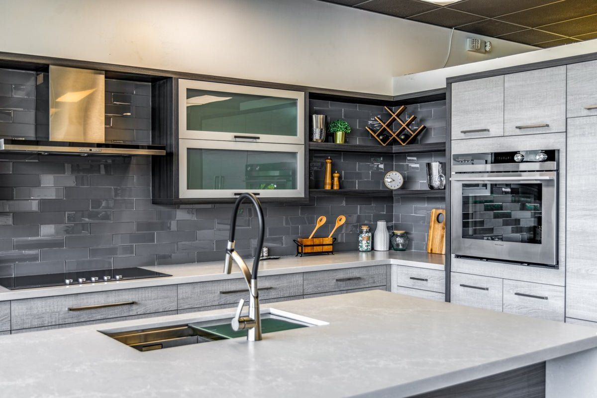 Bellmont Modern Wood Veneer Kitchen with Island & Appliances