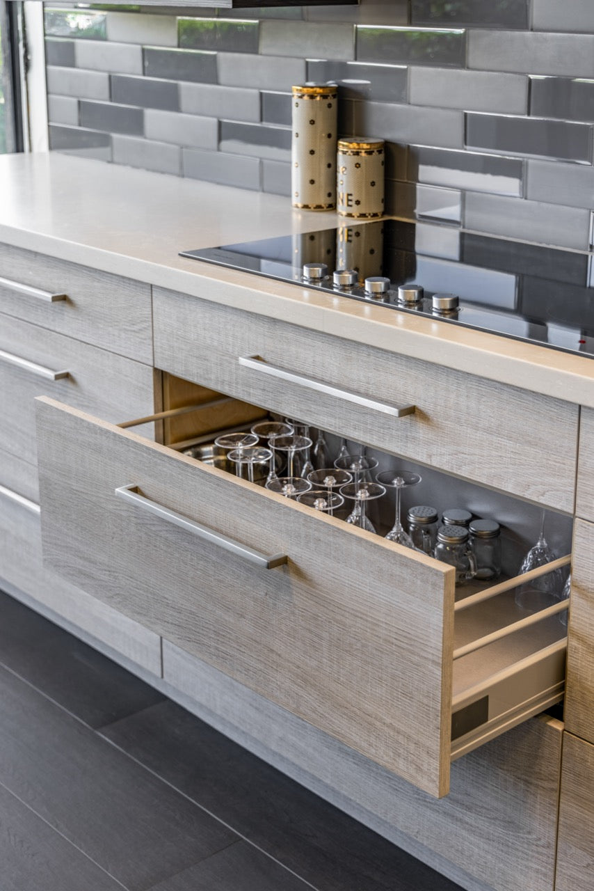 Bellmont Modern Wood Veneer Kitchen with Island & Appliances