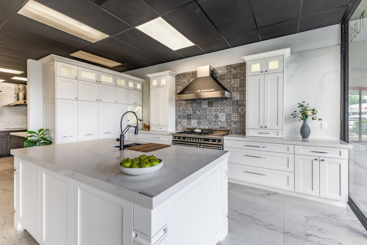 Bellmont Transitional White Kitchen with Island & Bertazzoni Appliances