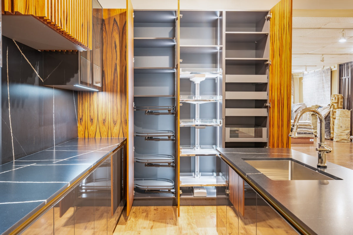 Hans Krug Modern Grey Gloss & Exotic Veneer Kitchen with Island