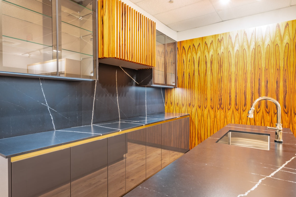 Hans Krug Modern Grey Gloss & Exotic Veneer Kitchen with Island