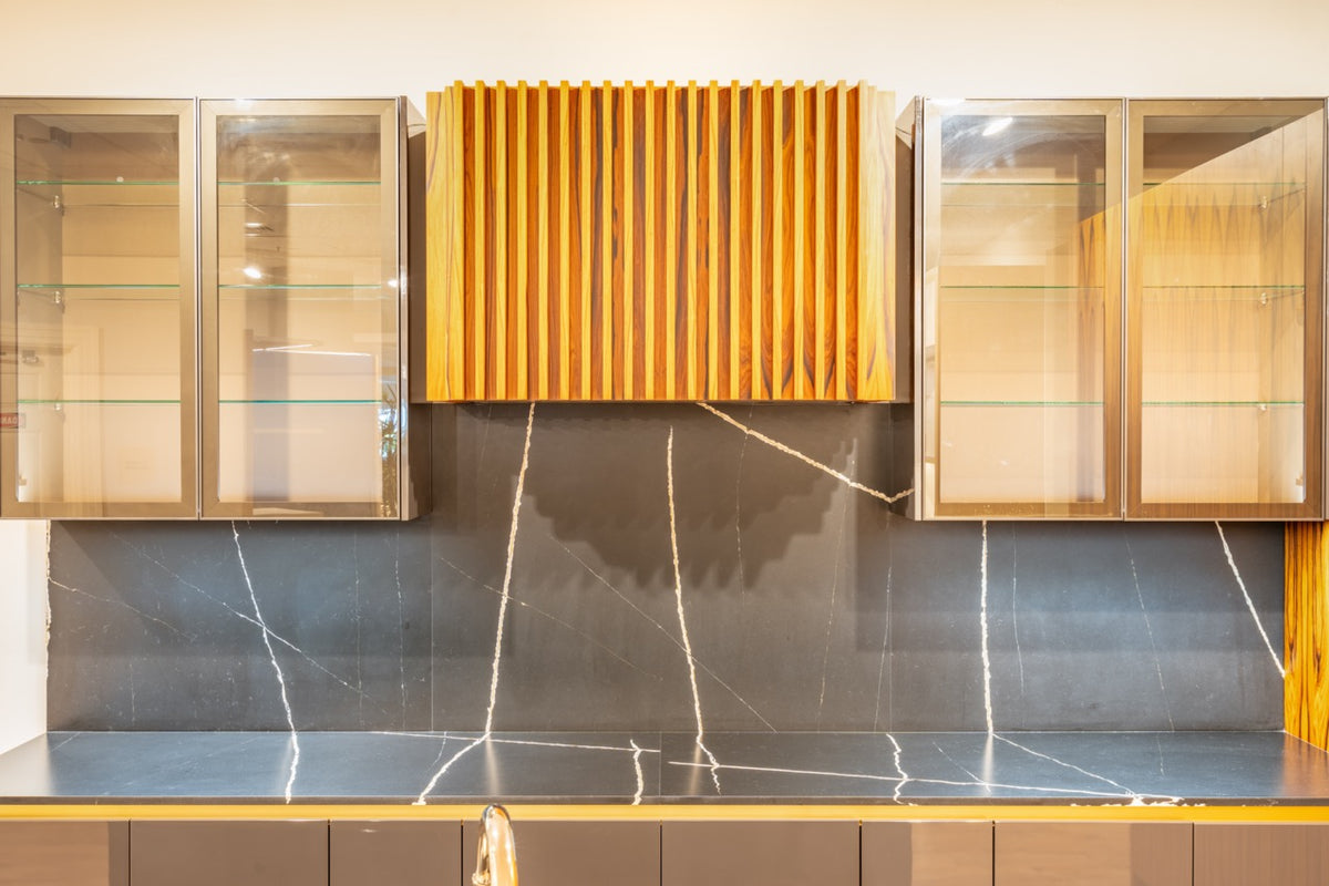 Hans Krug Modern Grey Gloss & Exotic Veneer Kitchen with Island