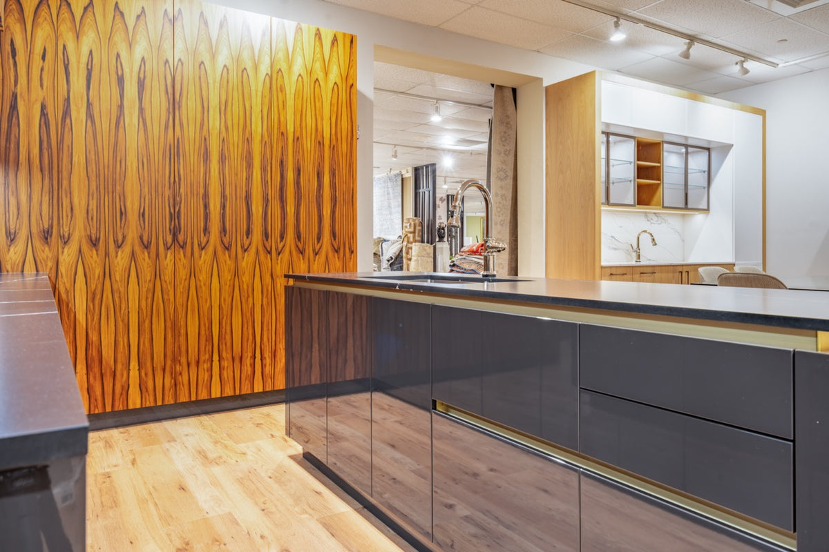 Hans Krug Modern Grey Gloss & Exotic Veneer Kitchen with Island