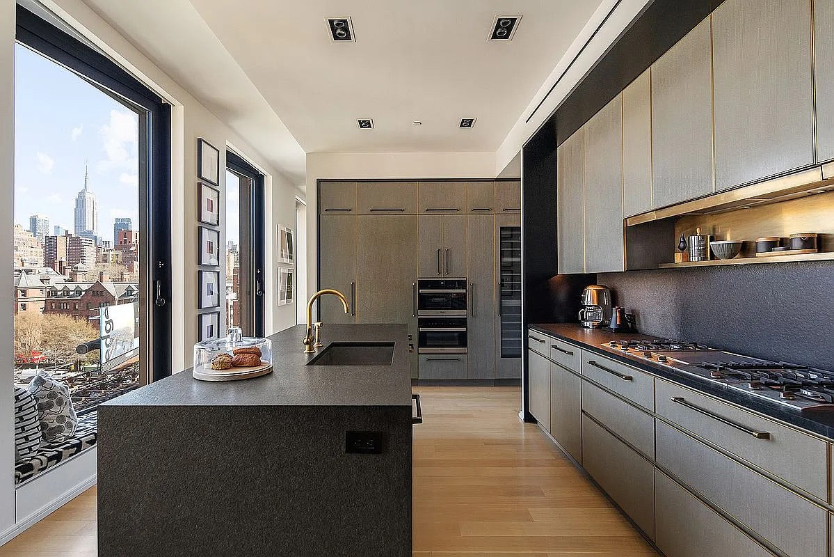Thomas Juul Hansen modern grey oak complete kitchen suite with center island front view