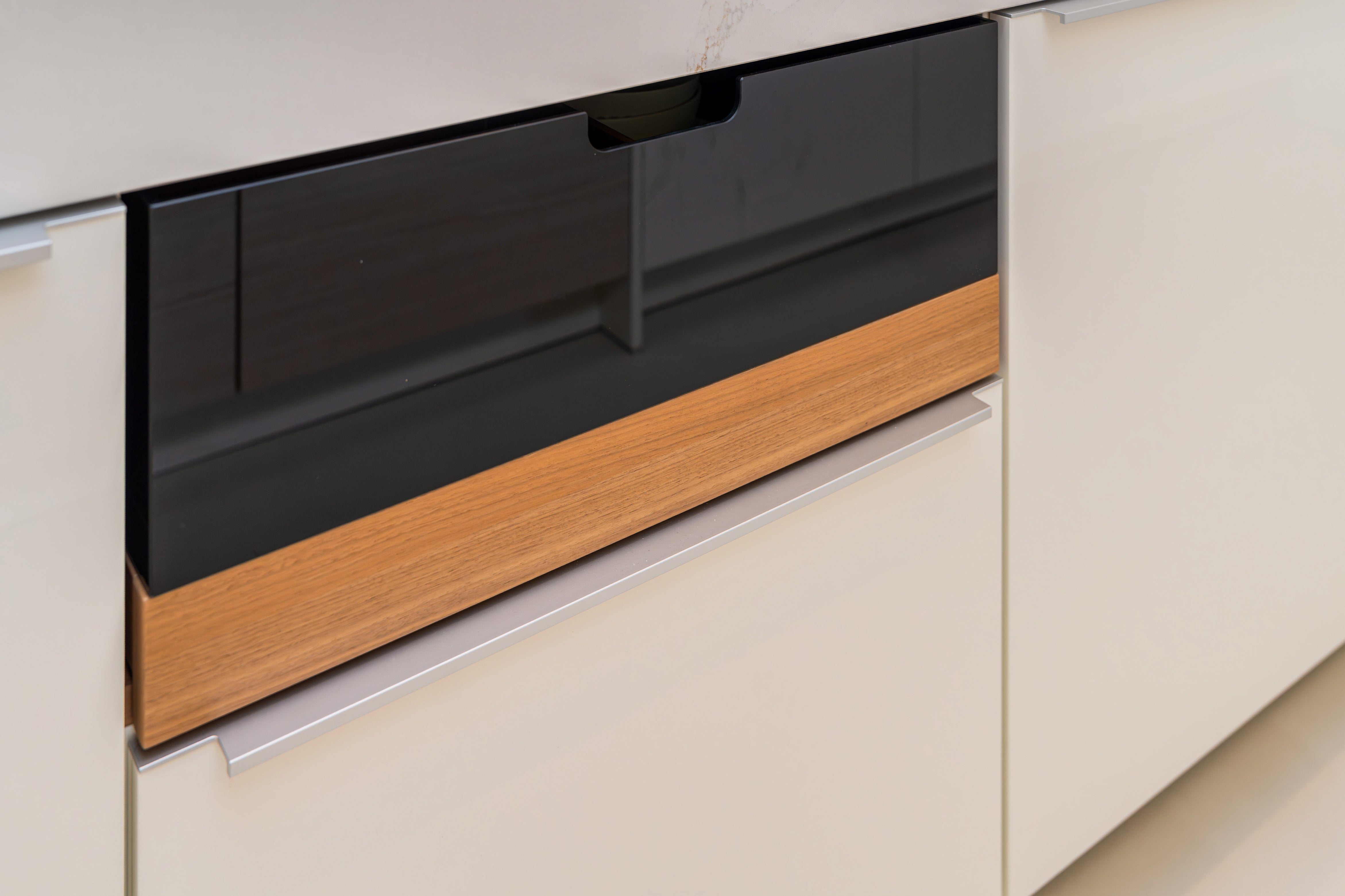 Poggenpohl +Modo High-Gloss Blossom White Kitchen Island