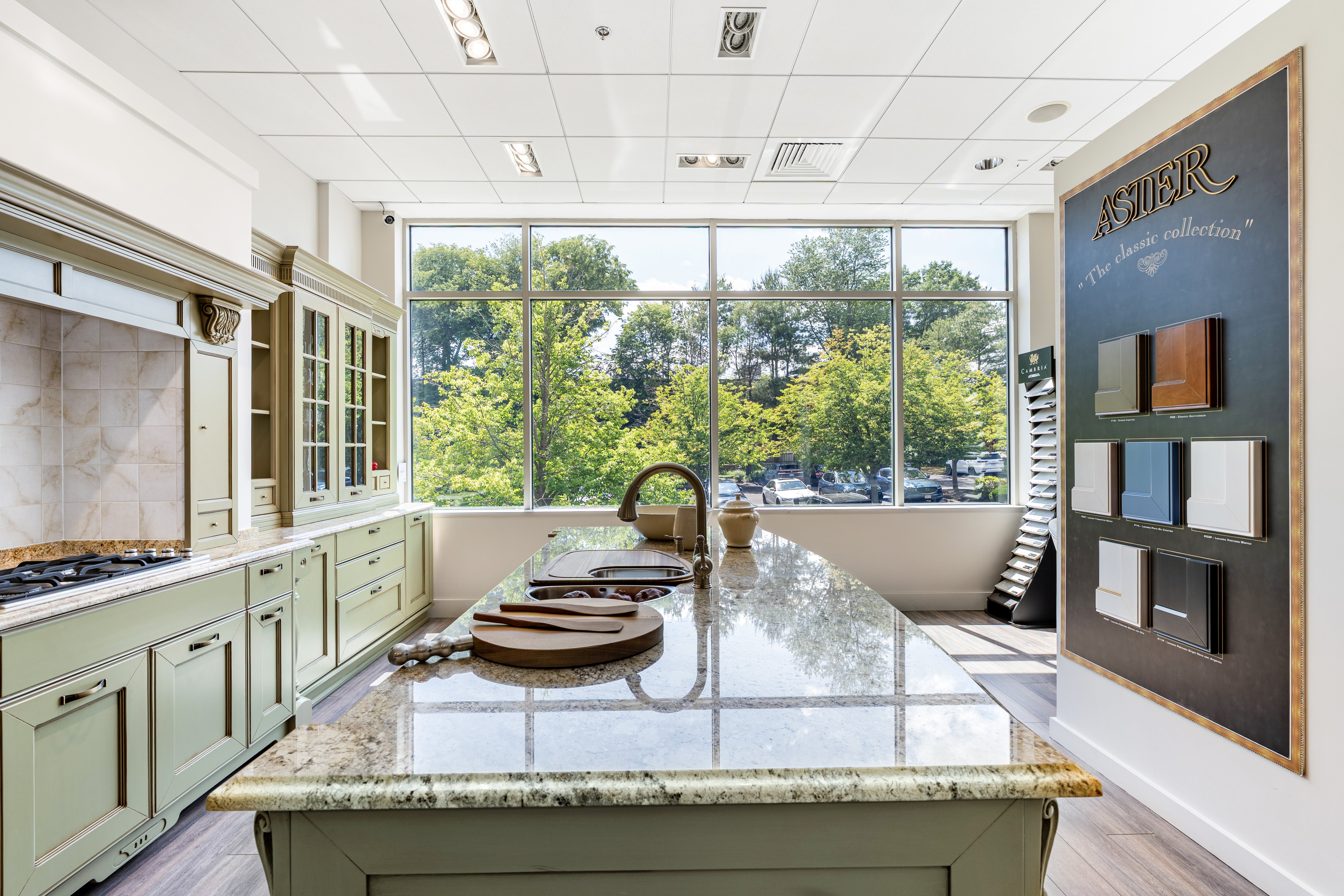 "The Waverly" Traditional Olive Green Kitchen with Island & Appliances
