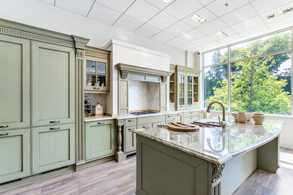 "The Waverly" Traditional Olive Green Kitchen with Island & Appliances