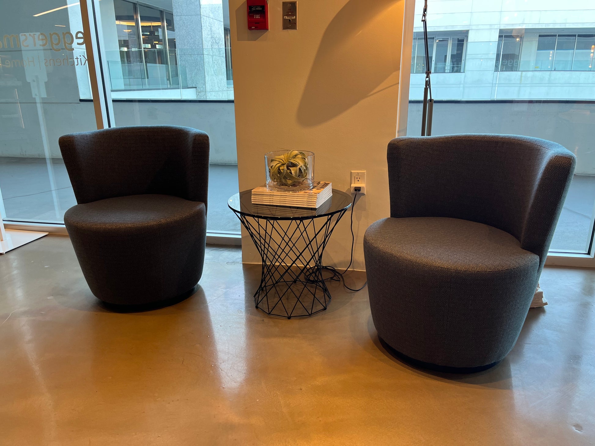 eggersmann Sophisticated Living Malia Blue Armchairs with Varnished Birchwood Base