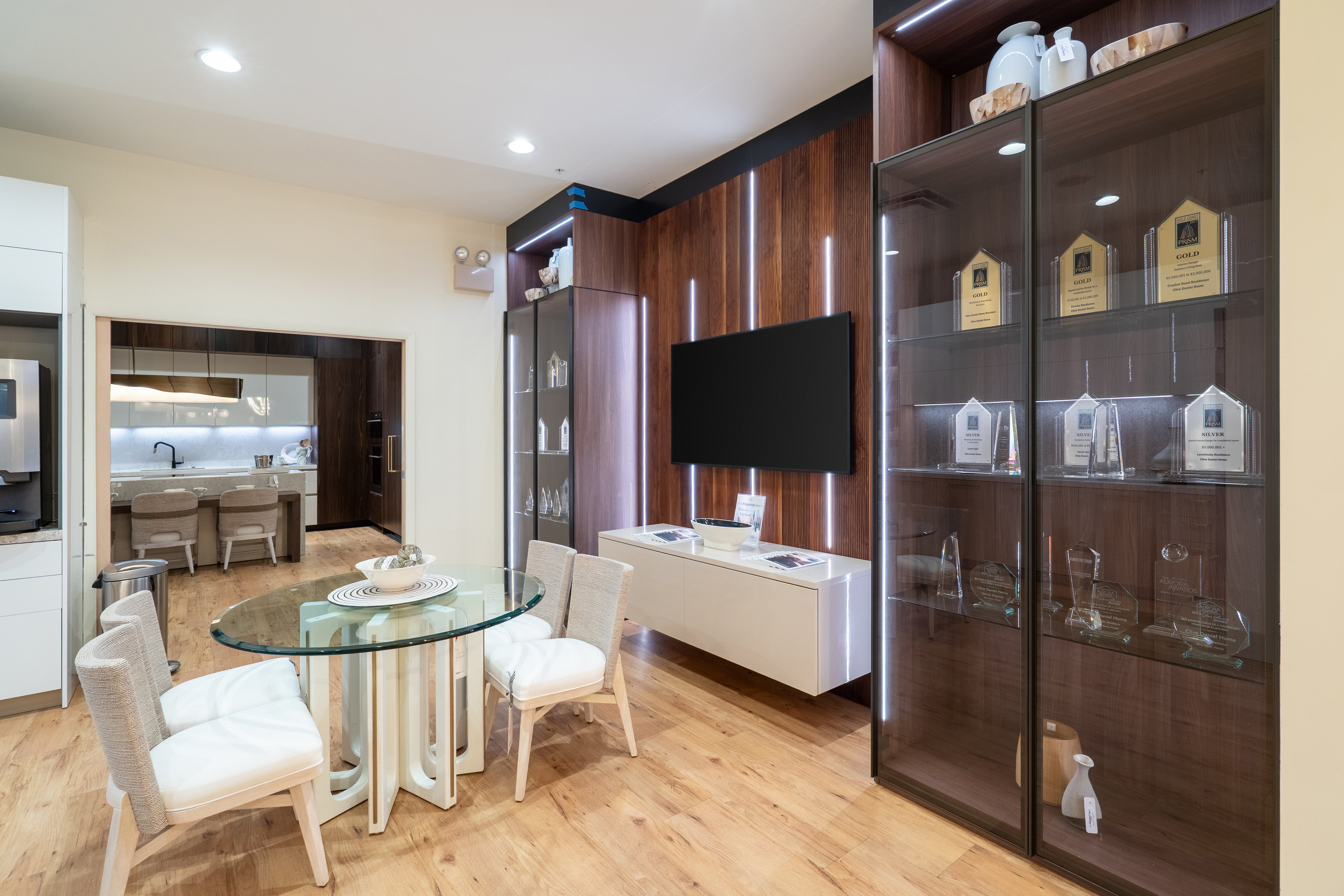 Hans Krug modern architectural media wall unit with integrated TV display bay