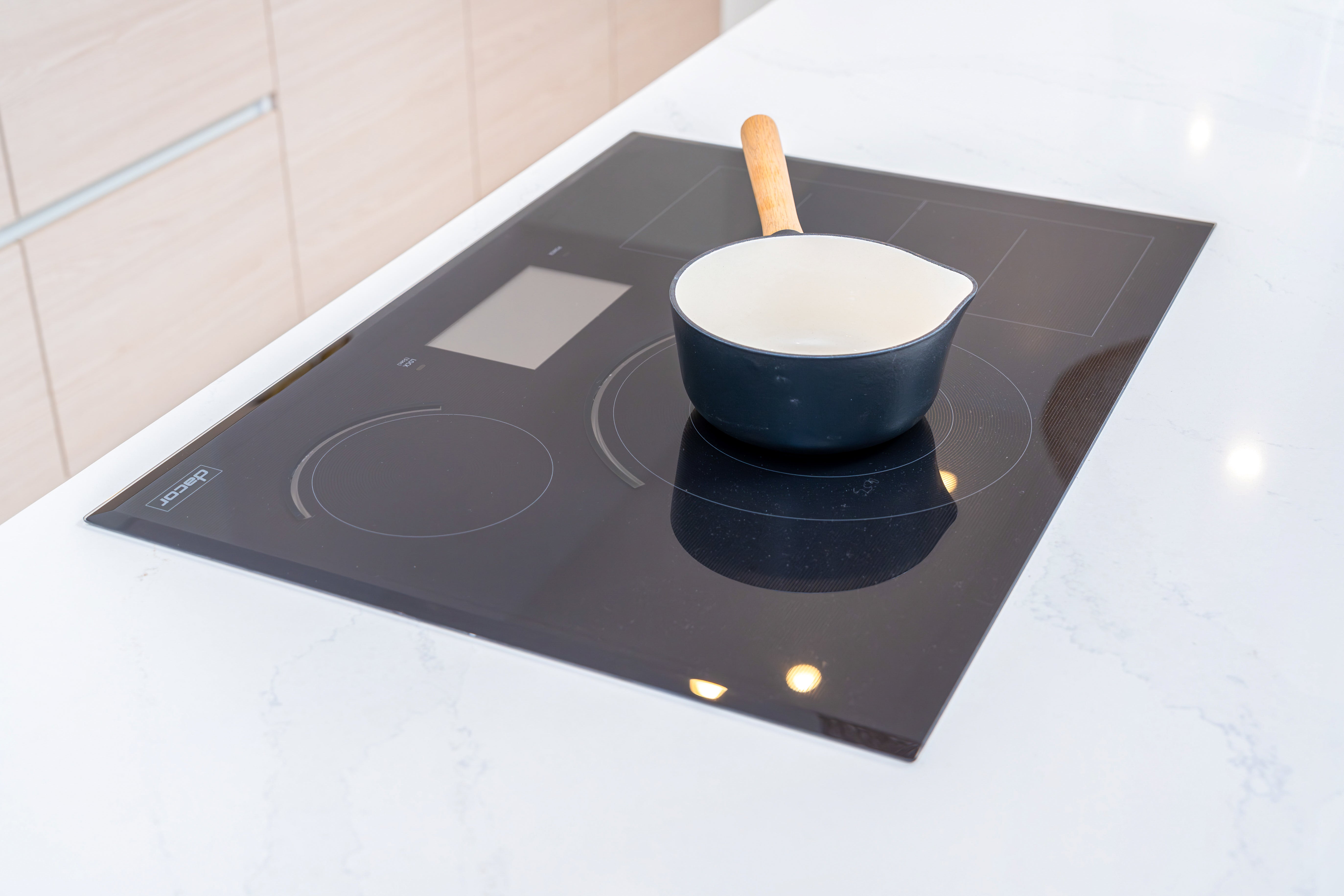 Poggenpohl +Modo High-Gloss Blossom White Kitchen Island