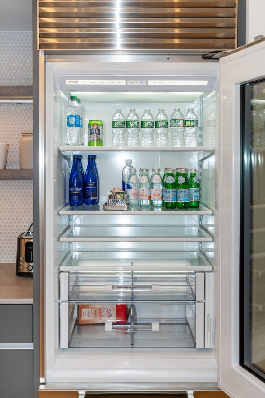 Modern Matte Gray Kitchen with Rift Cut White Oak Island and Wolf & Sub-Zero Appliances