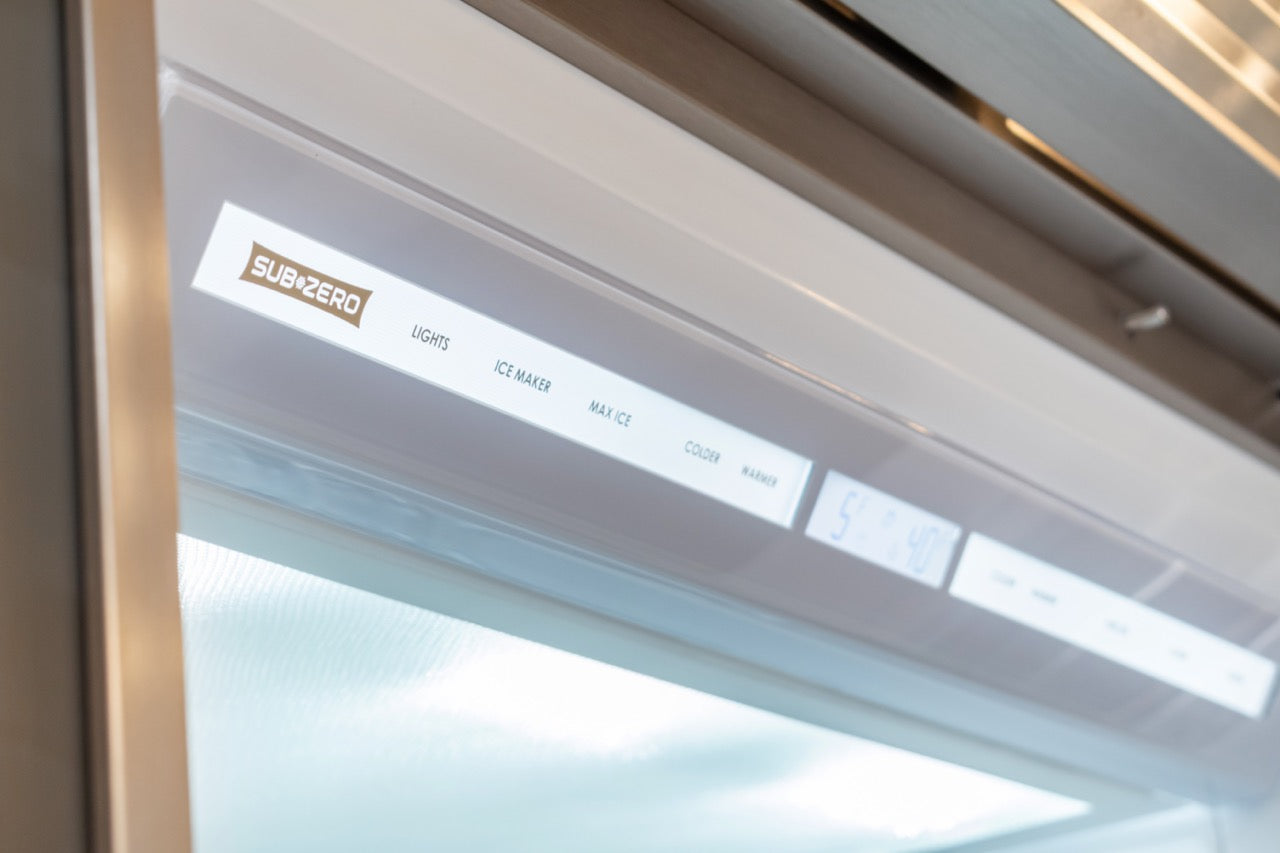 Modern Matte Gray Kitchen with Rift Cut White Oak Island and Wolf & Sub-Zero Appliances