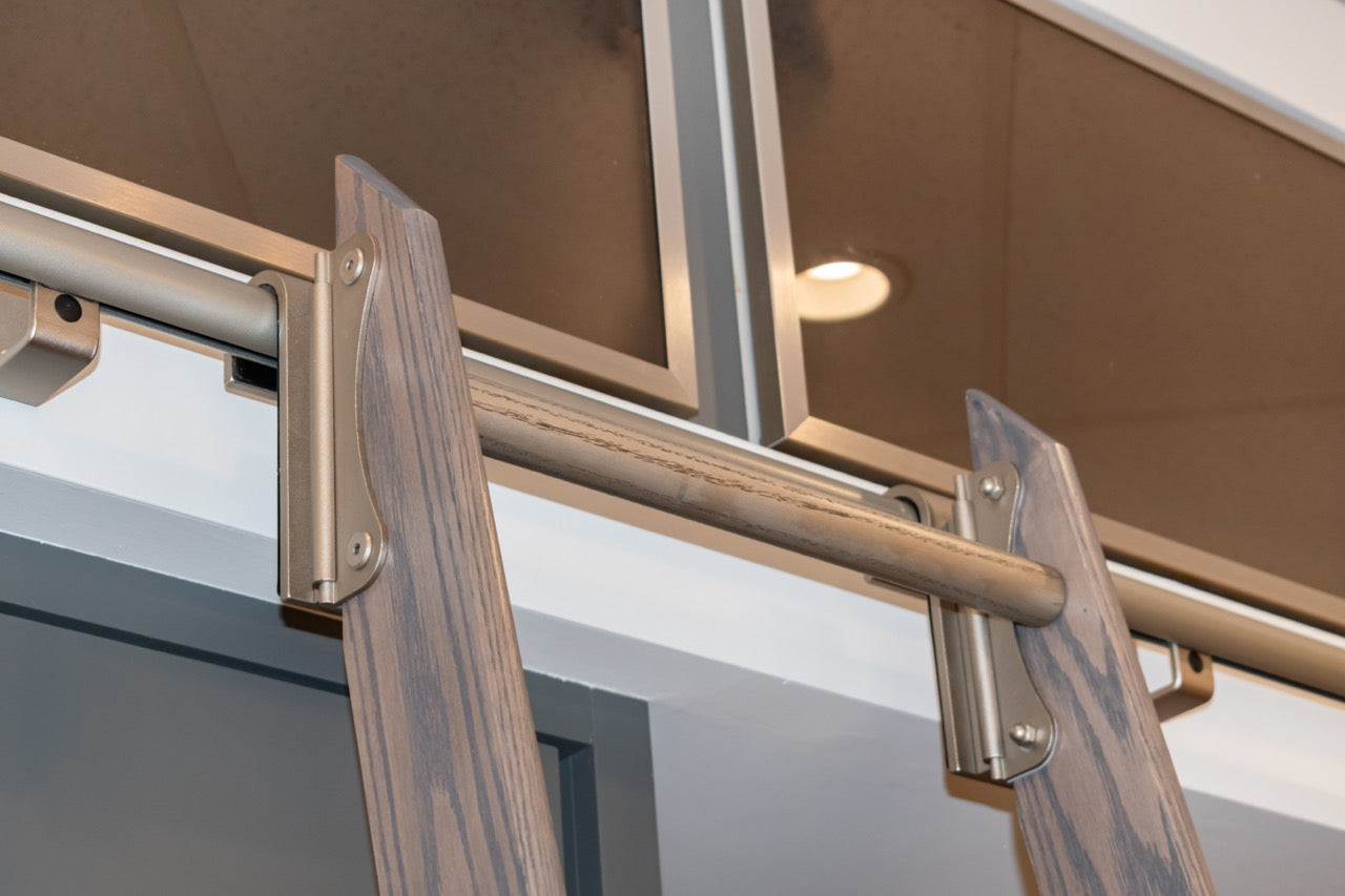 Modern Matte Gray Kitchen with Rift Cut White Oak Island and Wolf & Sub-Zero Appliances