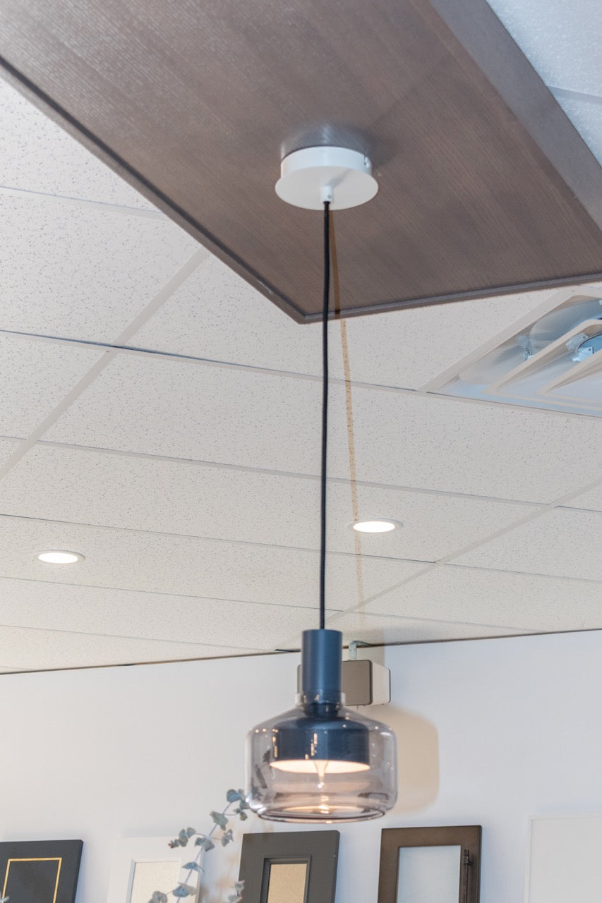 Modern Matte Gray Kitchen with Rift Cut White Oak Island and Wolf & Sub-Zero Appliances