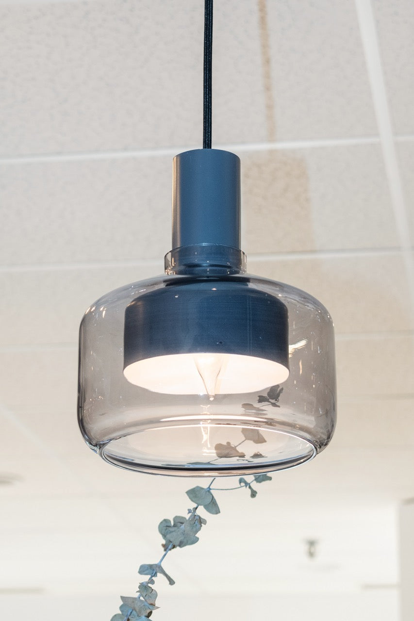 Modern Matte Gray Kitchen with Rift Cut White Oak Island and Wolf & Sub-Zero Appliances