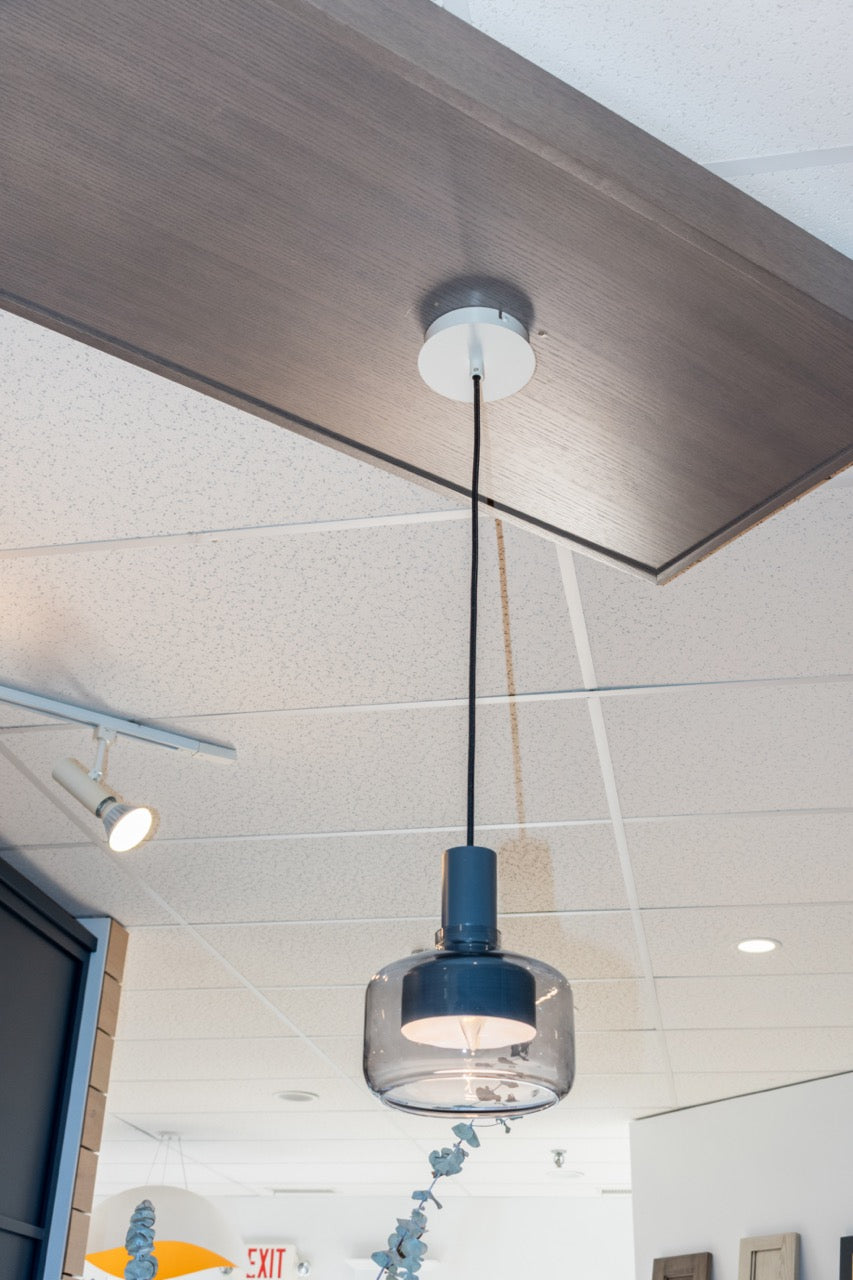 Modern Matte Gray Kitchen with Rift Cut White Oak Island and Wolf & Sub-Zero Appliances