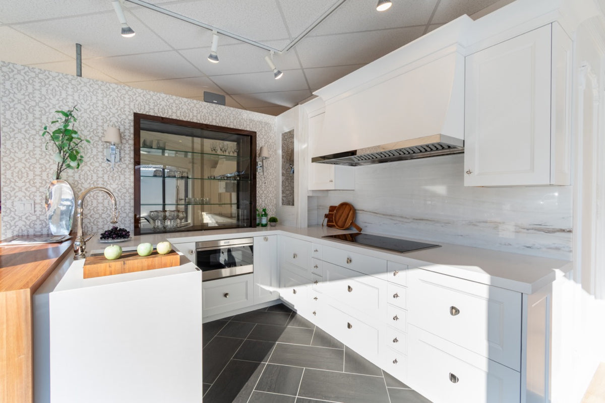 Rutt Regency Transitional White Kitchen with Wolf Appliances
