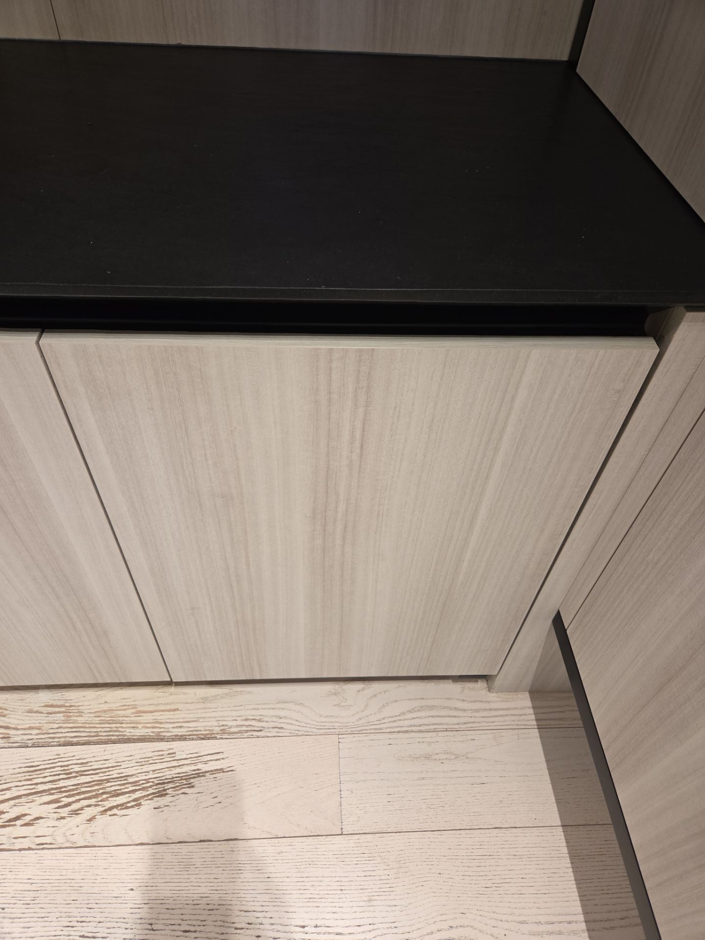 DOCA Modern Wood Veneer Black Kitchen with Island & Appliances