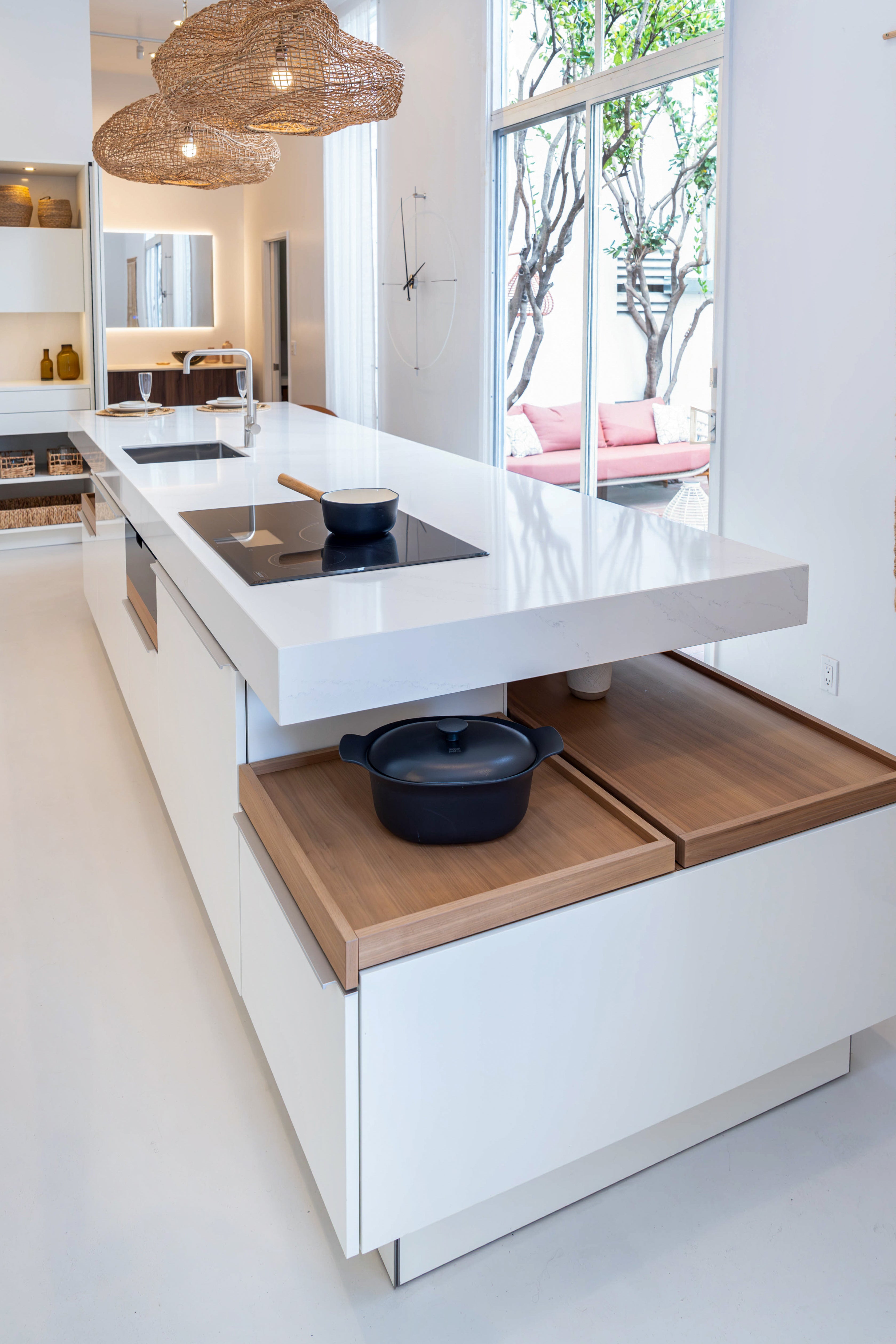 Poggenpohl +Modo High-Gloss Blossom White Kitchen Island