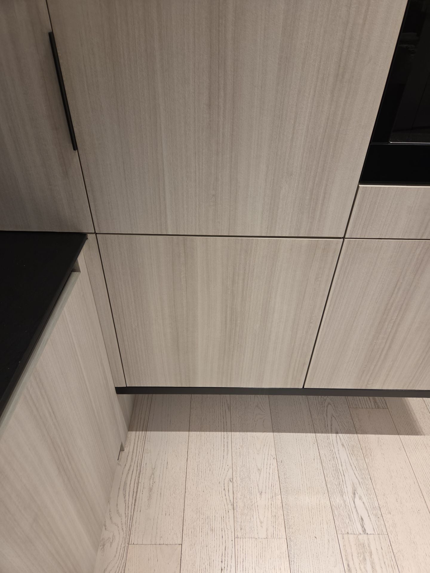 DOCA Modern Wood Veneer Black Kitchen with Island & Appliances