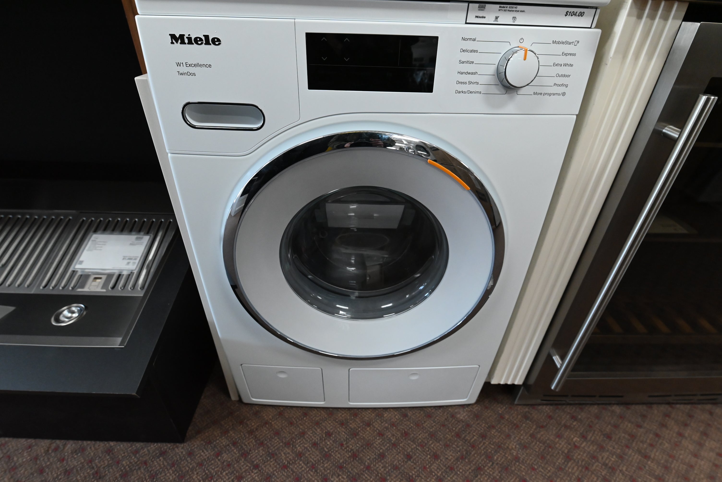Miele W1 WXF660 front loading washing machine compact 24 inch front view lotus whit