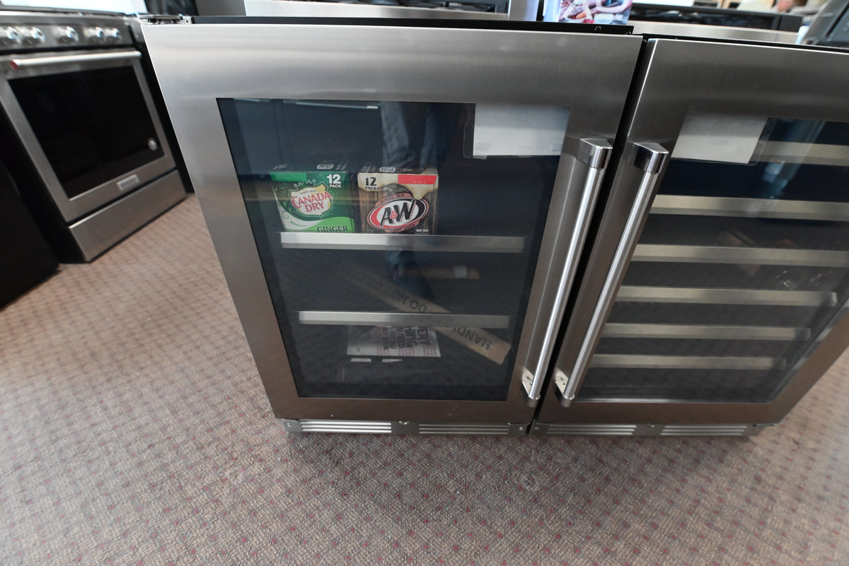 XO 24 inch built in beverage center XOU24BCGSL with glass door and stainless steel frame