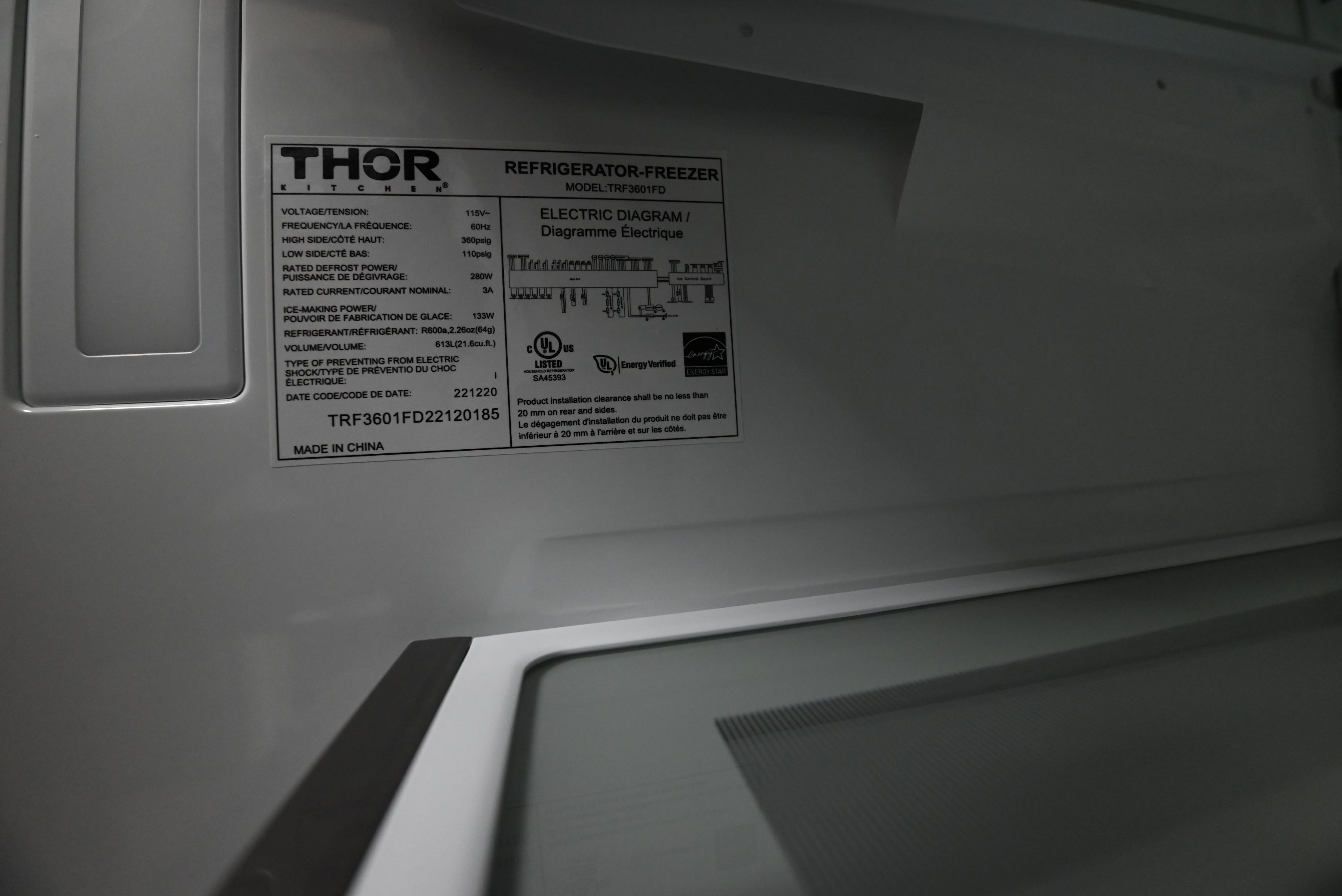 Thor TRF3601FD 36" Stainless Steel French Door Refrigerator