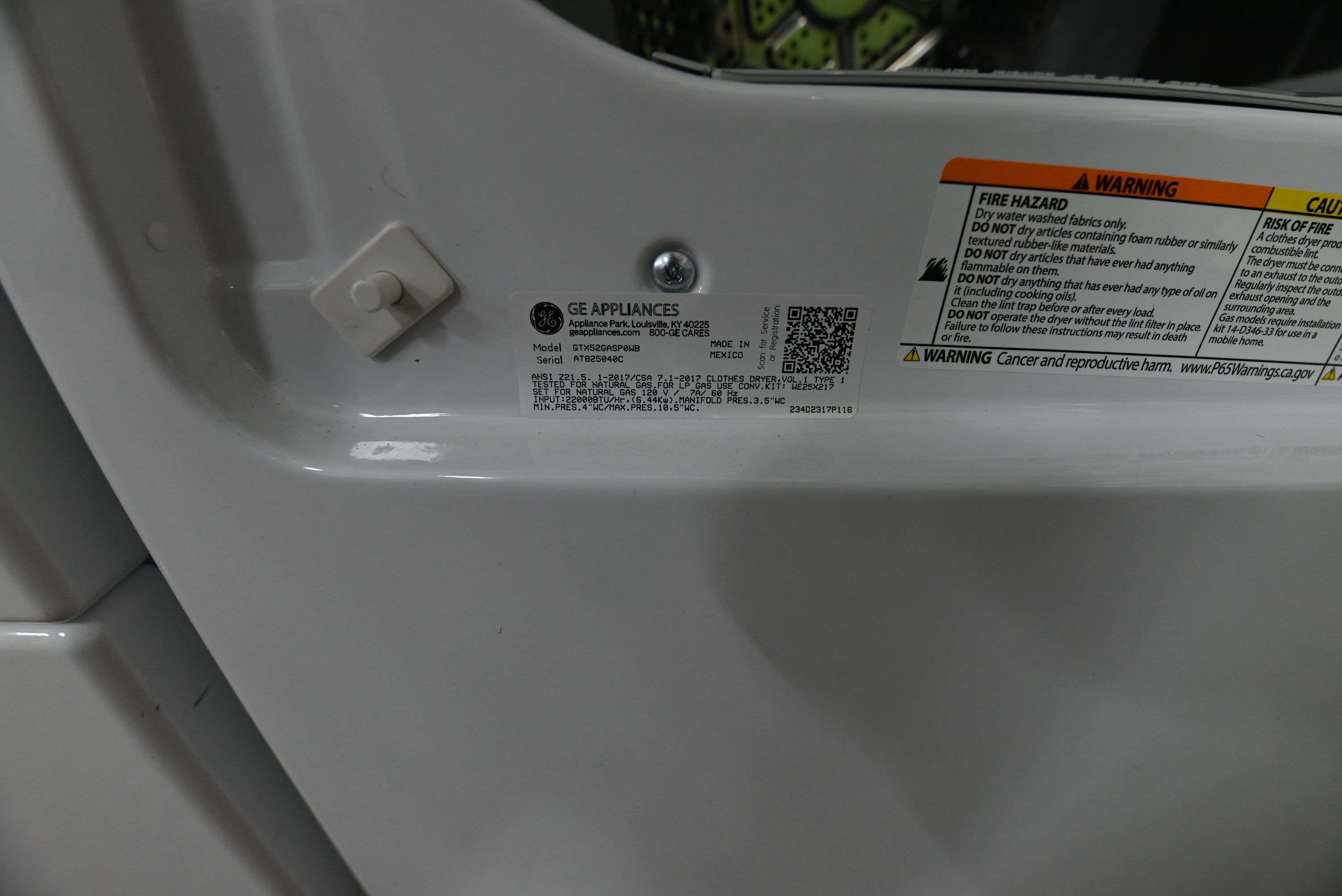 GE 6.2 cu. ft. White Gas Dryer GTX52GASPWB – Aurora Circ