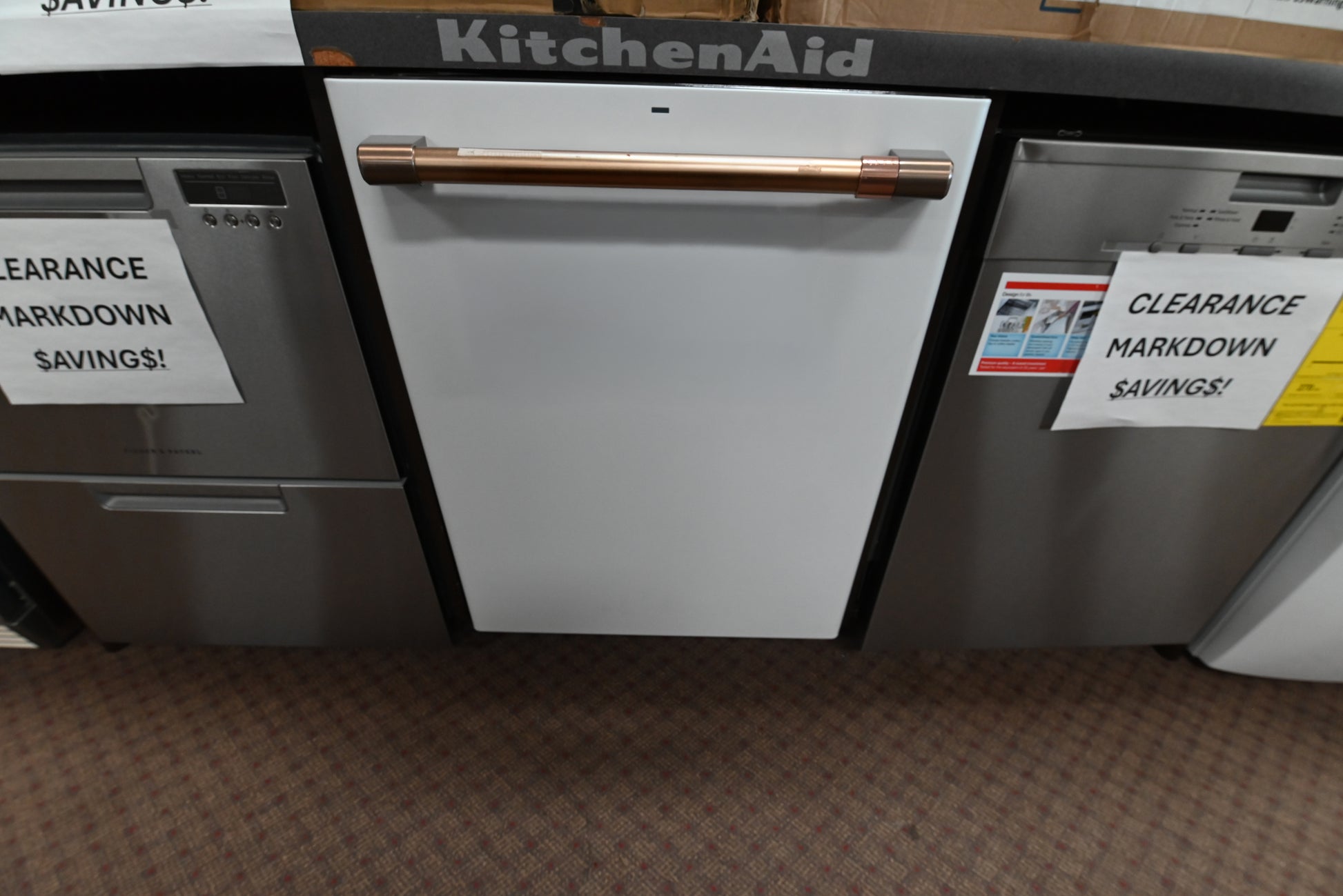 Cafe CDT836P4MW2 24 inch built in hidden control dishwasher front view in matte white