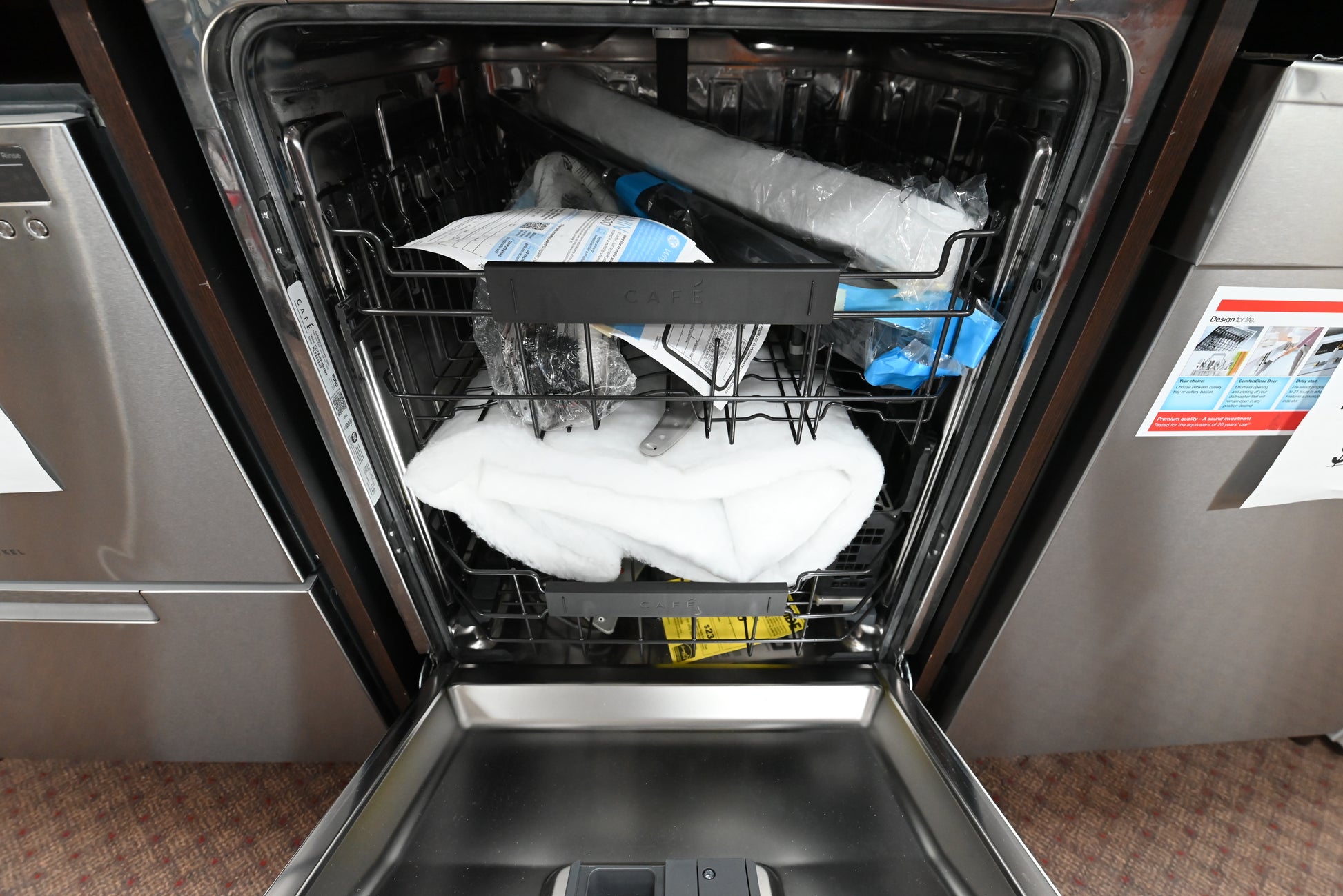 Luxury 24 inch tall tub stainless interior dishwasher with brushed bronze handle by Cafe